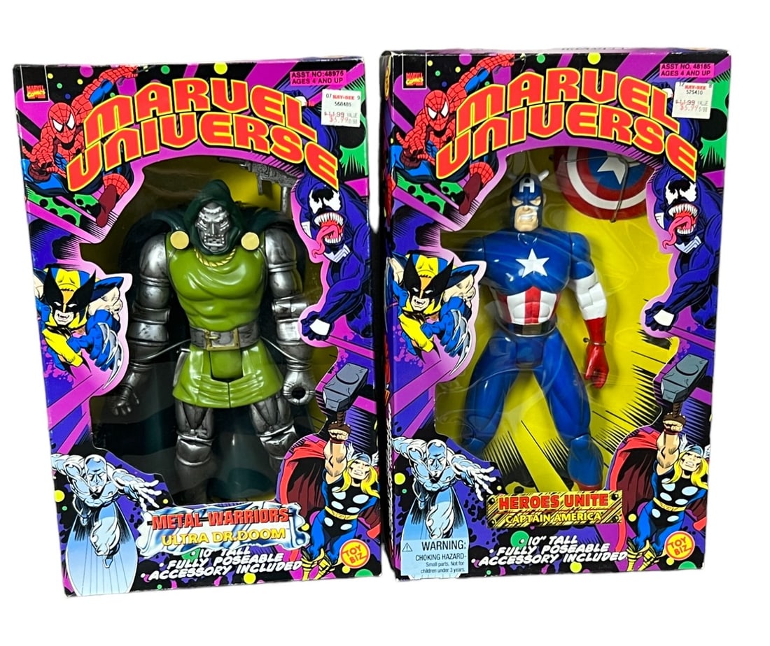 Marvel Universe Vintage Captain America, Dr. doom toy biz Action Figure Lot (1 of 5)