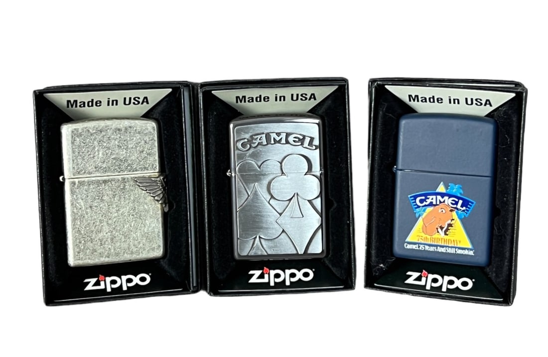 Camel vintage zippo lighter collection lot made in the USA (1 of 5)