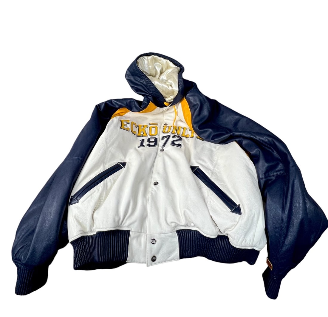 ECKO UNLTD Vintage Leather Jacket Hoodie 3XL Rare (1 of 9)