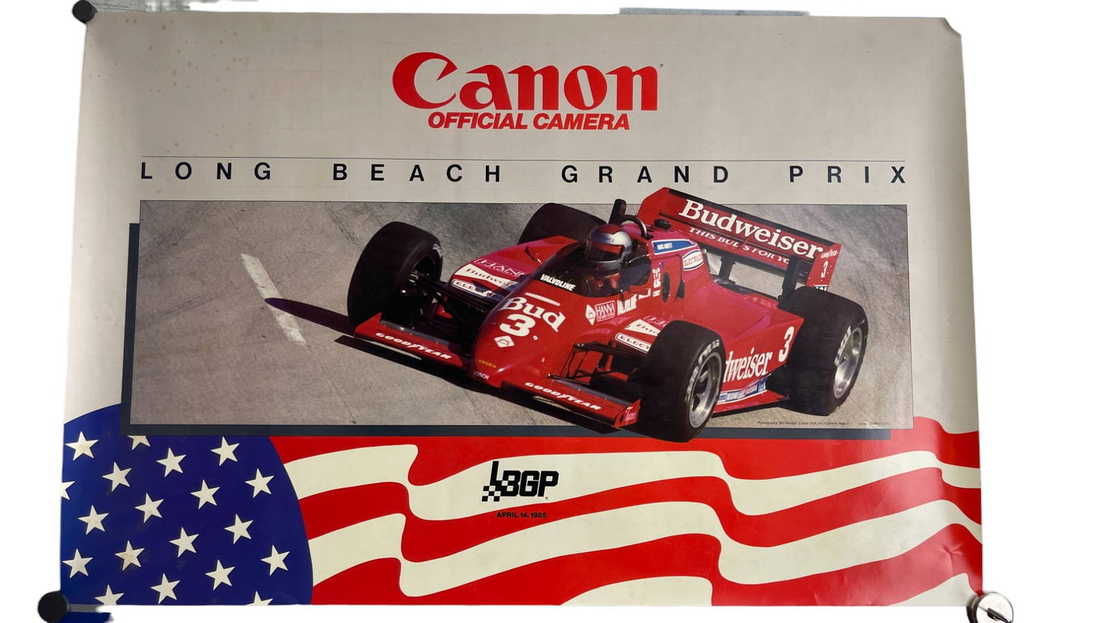 Vintage Original Long Beach Grand Prix 1985 Canon Poster Auction