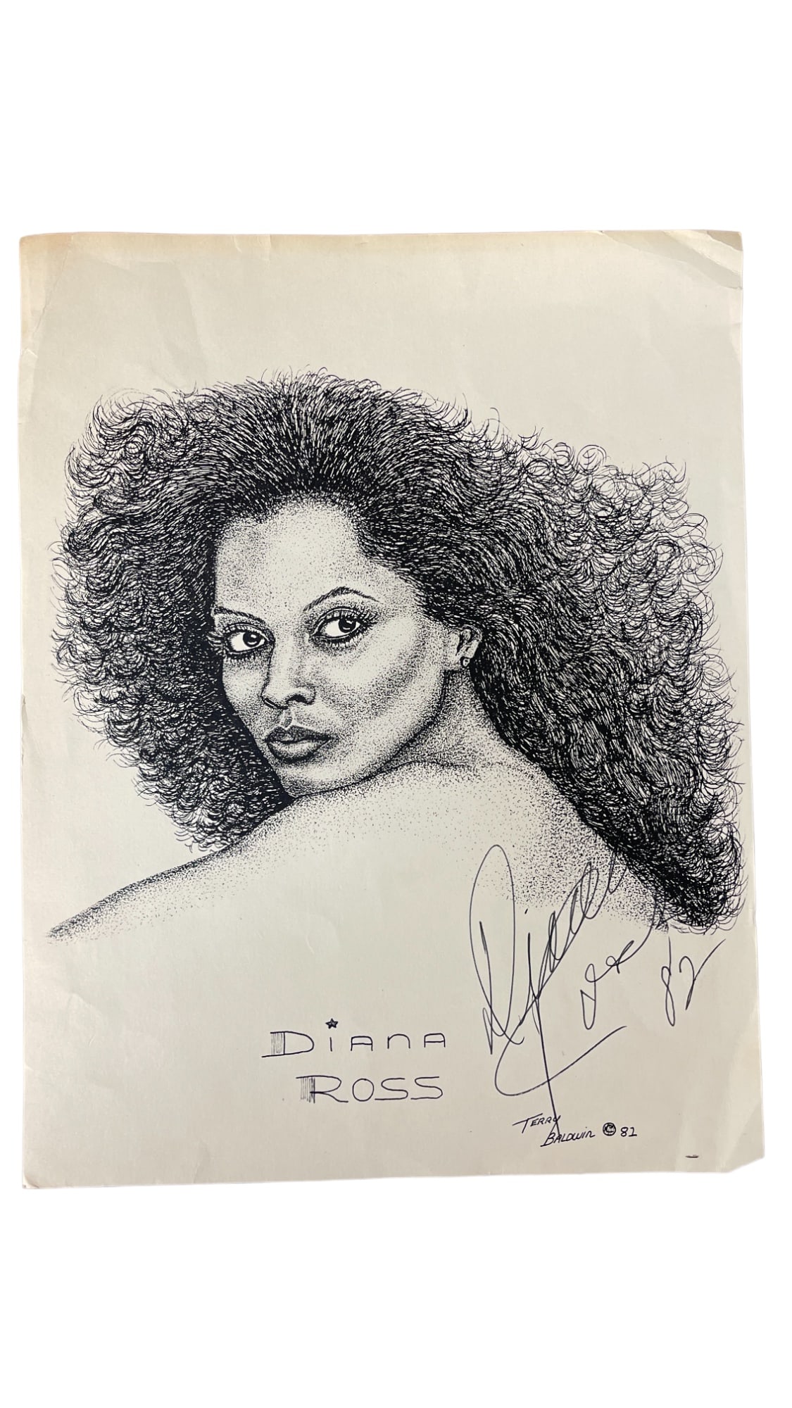 Terry Baldwin Vintage Diana Ross Lithograph Print Signed by Diana Ross (1 of 4)