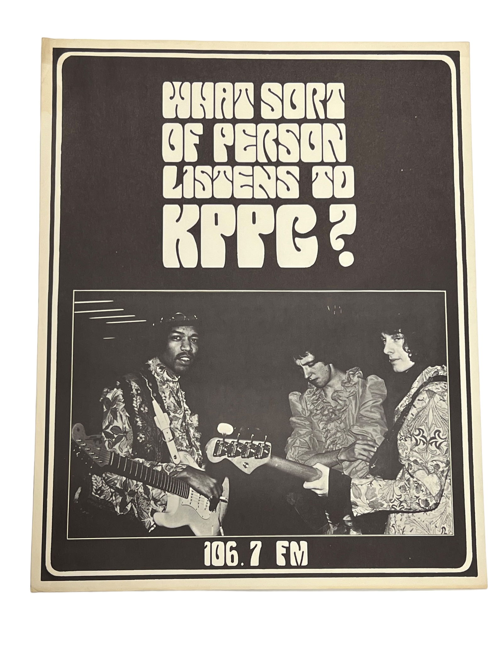 Vintage Original 1969 Jimi Hendrix KPPC Radio Promotional Poster. (1 of 5)