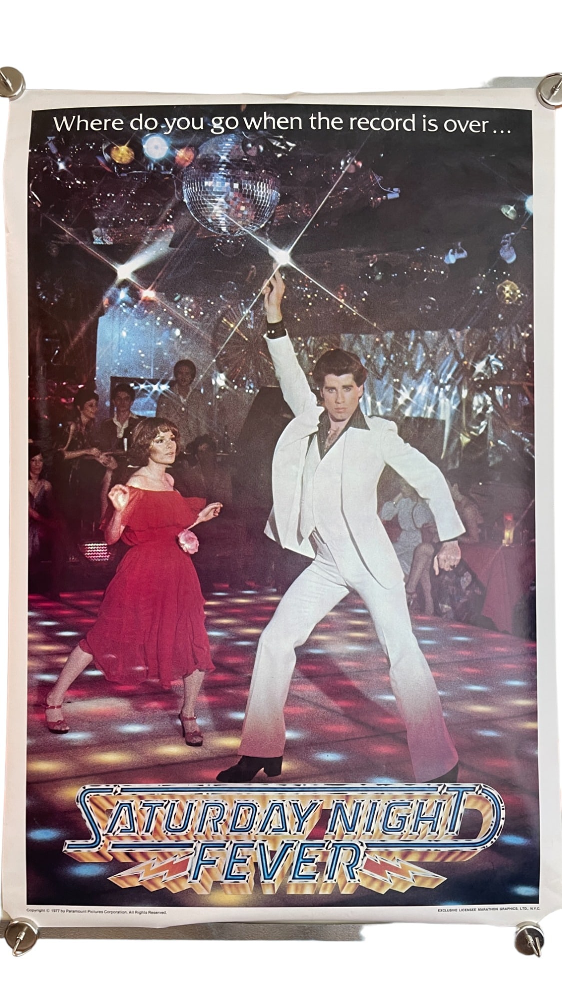 Vintage 1977 Saturday Night Fever John Travolta Movie Poster (1 of 6)