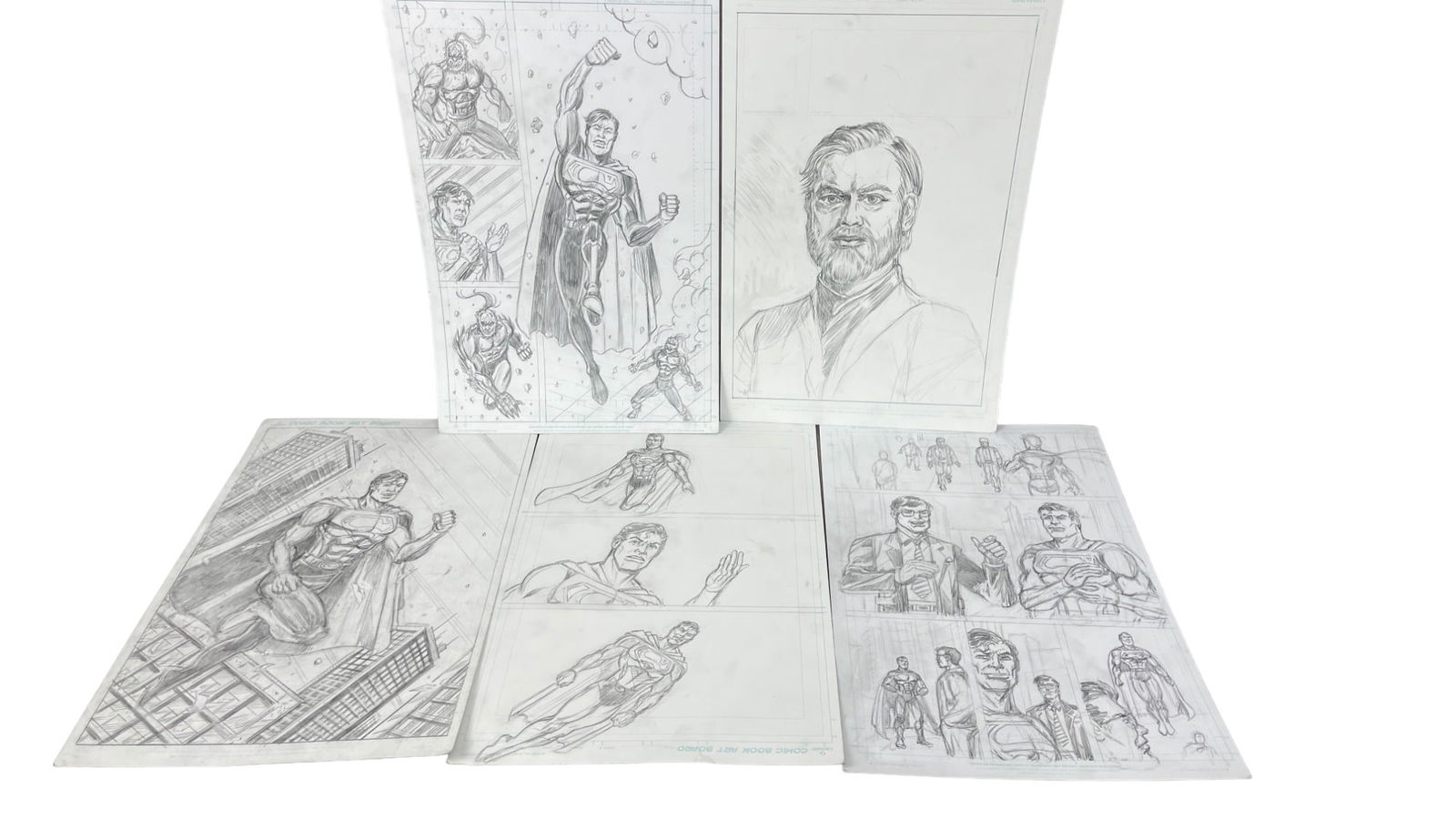 Original Comic Art Drawing "Superman" Collection Lot - Hand Drawn (1 of 6)