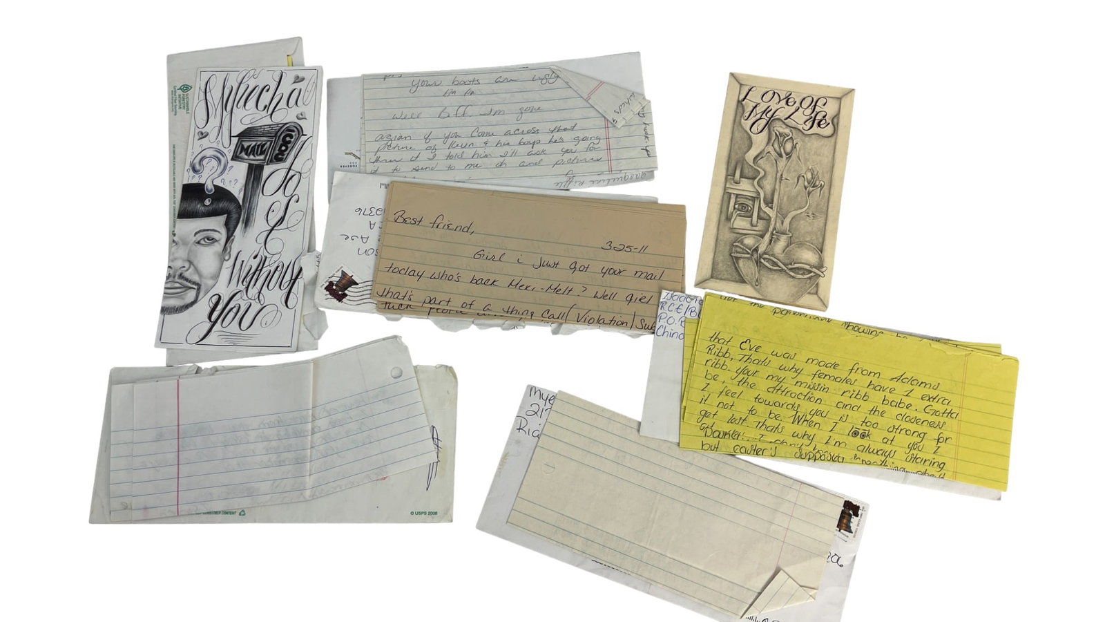 Authentic Original Prison Letters and Drawings Lot (1 of 3)