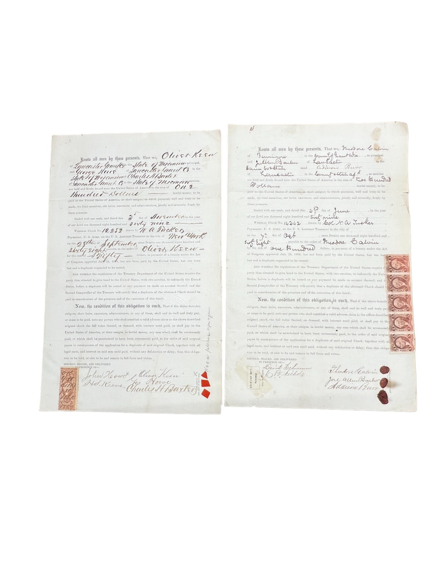 United States 1869 signed document collection lot George Washington stamp. (1 of 15)