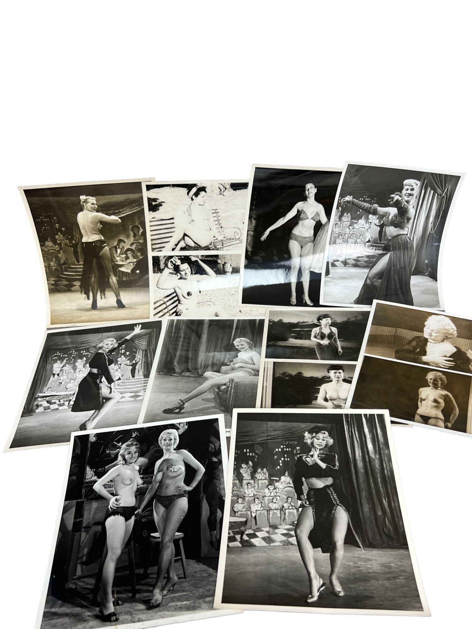 Vintage 1950's Original Burlesque Nude Pin Up Model Risque 8x10 Black and White Photographs: Vintage 1950's Original Burlesque Nude Pin Up Model Risque 8x10 Black and White Photographs. 10 Photos.