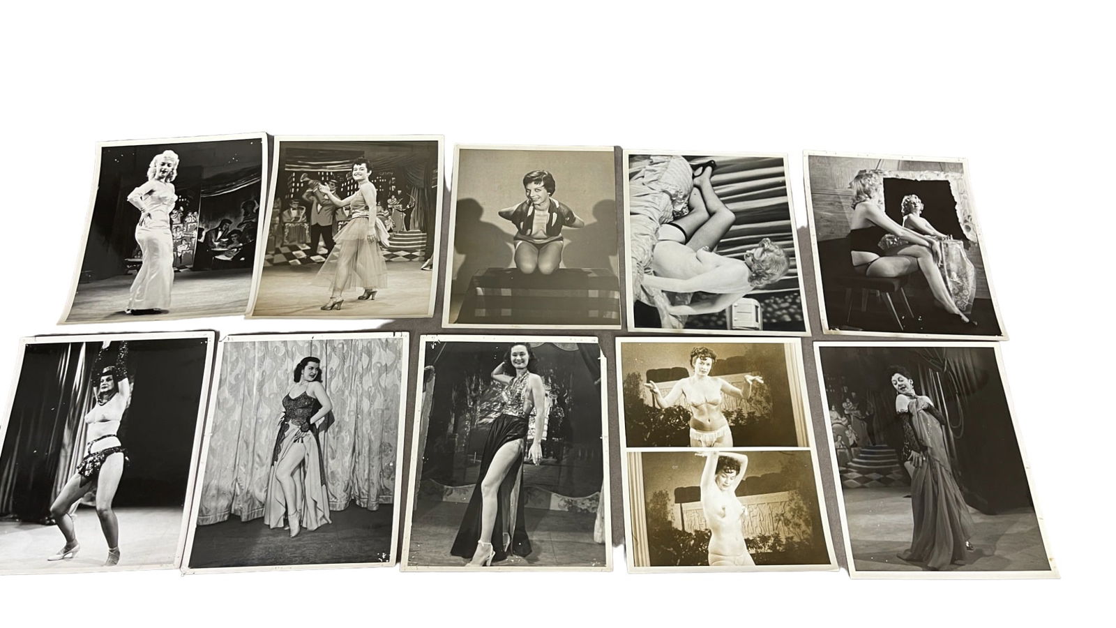 Vintage 1950's Original Burlesque Nude Pin Up Model Risque 8x10 Black and White Photographs: Vintage 1950's Original Burlesque Nude Pin Up Model Risque 8x10 Black and White Photographs