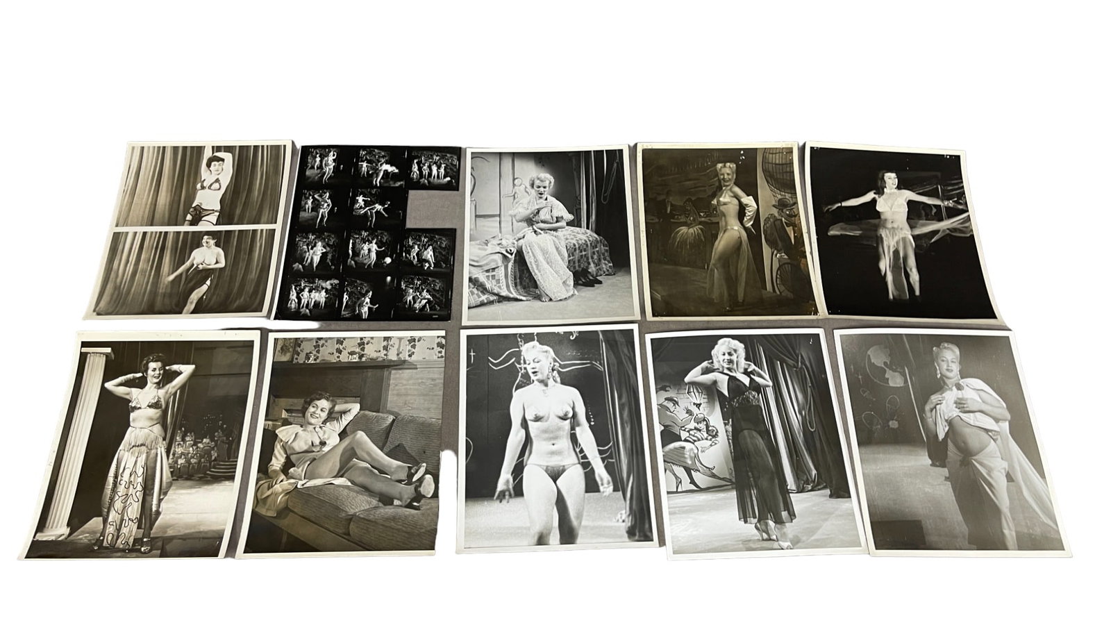 Vintage 1950's Original Burlesque Nude Pin Up Model Risque 8x10 Black and White Photographs: Vintage 1950's Original Burlesque Nude Pin Up Model Risque 8x10 Black and White Photographs