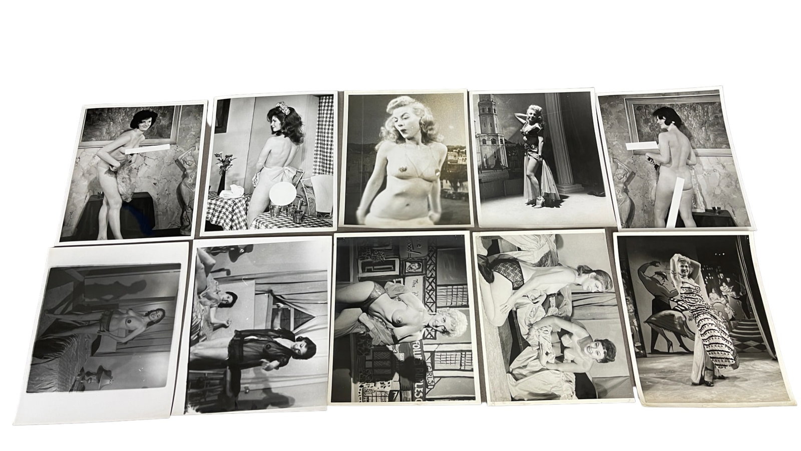 Vintage 1950's Original Burlesque Nude Pin Up Model Risque 8x10 Black and White Photographs: Vintage 1950's Original Burlesque Nude Pin Up Model Risque 8x10 Black and White Photographs