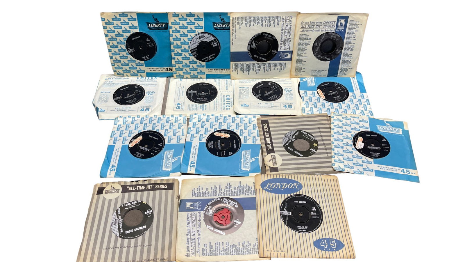 Vintage Original Eddie Cochran Factory Sample 45RPM Vinyl Record Collection Lot (1 of 8)