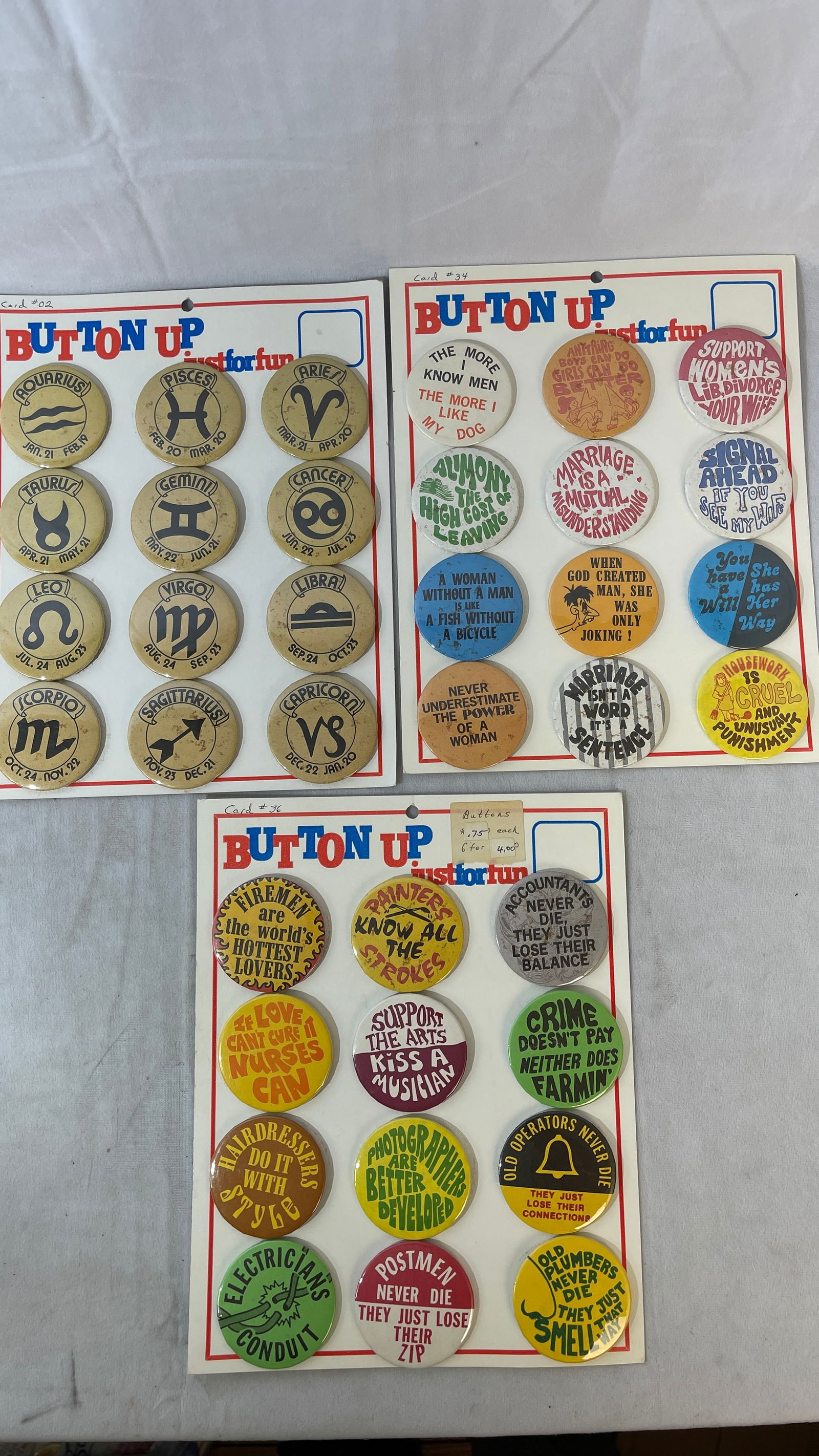 Vintage Pin Back Button Badge Salesmans Sample Collection Lot (1 of 4)