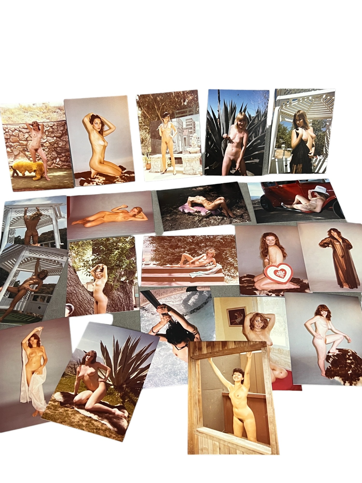 Vintage Pin Up Nude Risque Female Erotic Model Photo Photograph Adult: Vintage Pin Up Nude Female Model Photo Photograph Collection Lot, 20 photo lot, approximate size of each photo is 5" x 3 1/2" we believe these photos are from a nudist colony, some of these images mig