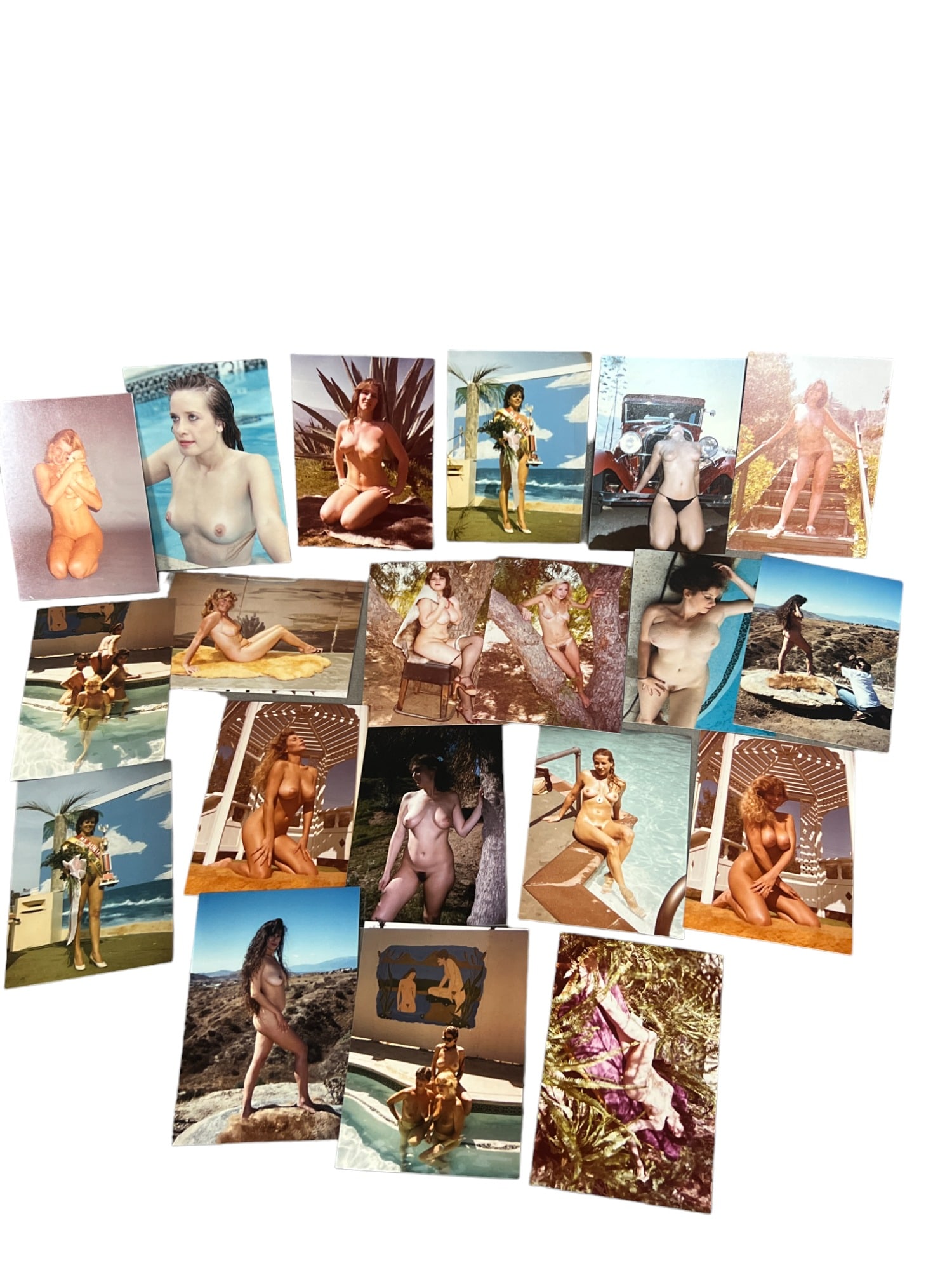 Vintage Pin Up Nude Risque Female Erotic Model Photo Photograph Adult: Vintage Pin Up Nude Female Model Photo Photograph Collection Lot, 20 photo lot, approximate size of each photo is 5" x 3 1/2" we believe these photos are from a nudist colony, some of these images mig