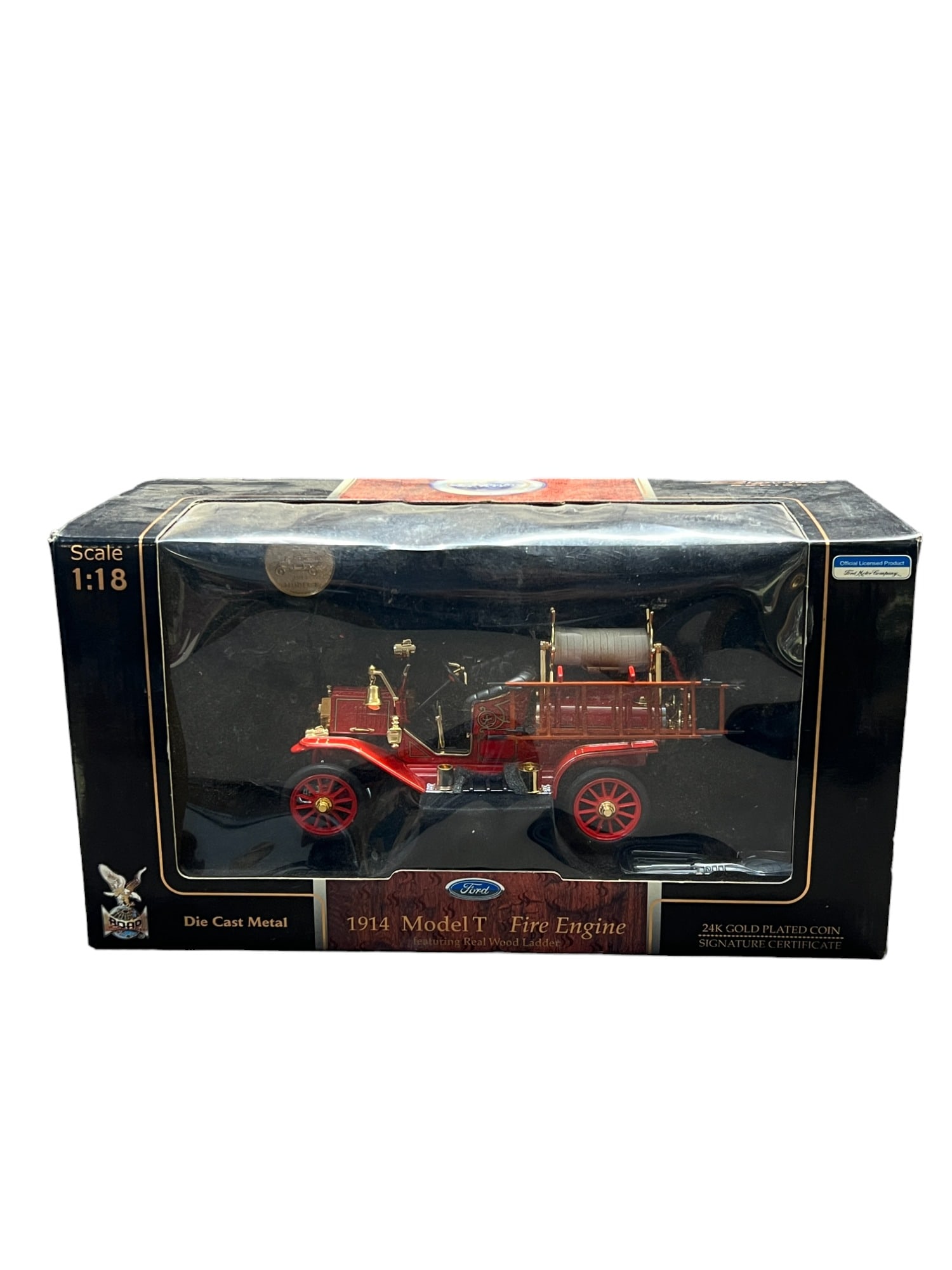 Ford 1914 model T fire engine diecast metal car 24K plated coin: Ford 1914 model T fire engine diecast metal car 24K plated coin
