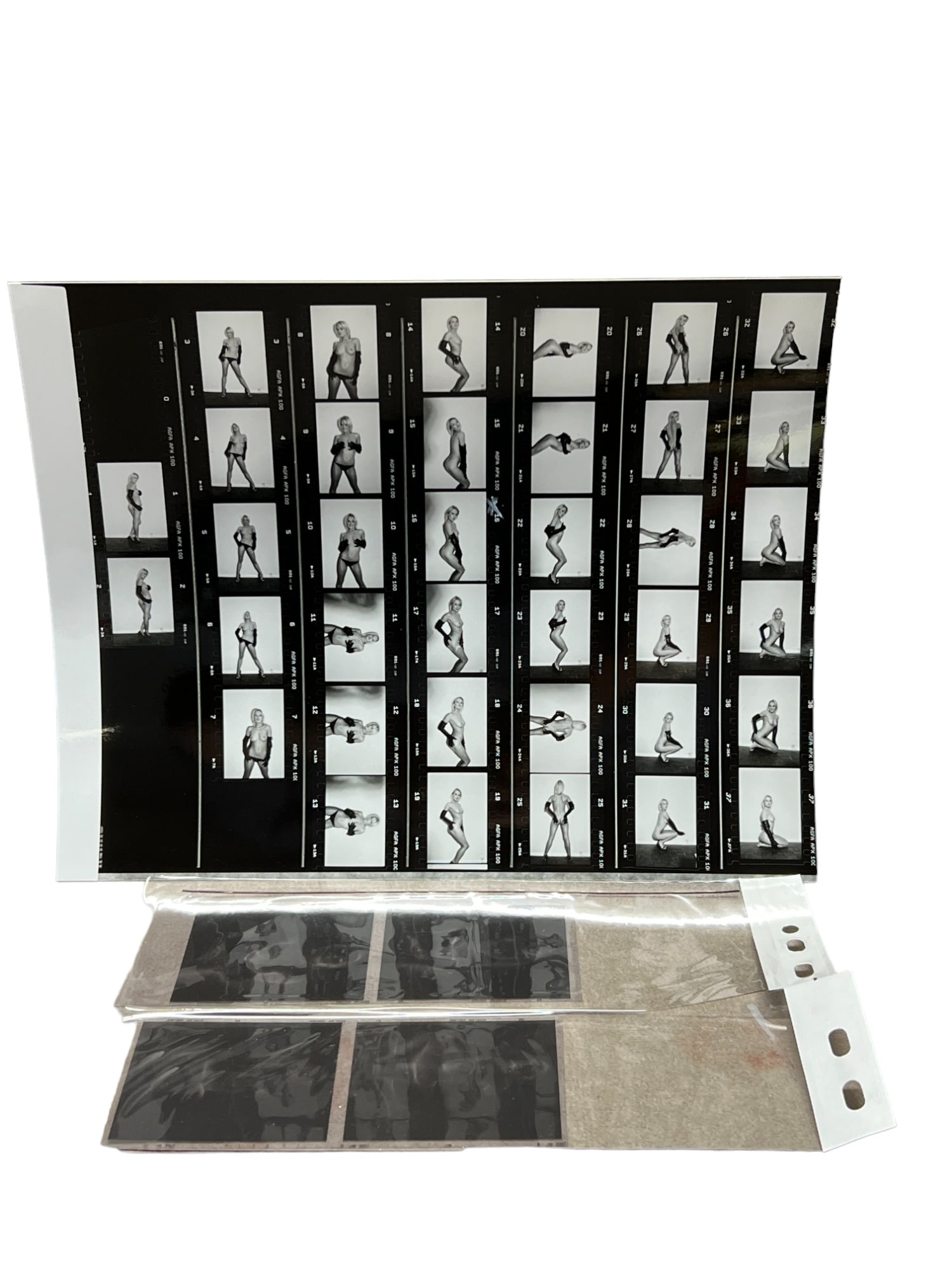 Vintage Photo Contact Sheet & Negative European Nude Erotic Risque Model Photoshoot Pinup Girl Nude: Vintage Photo contact sheet European French English Model Photoshoot Pinup Girl, the photographer is James Mountford, this collection was recently purchased by the consignor from a storage locker vaul