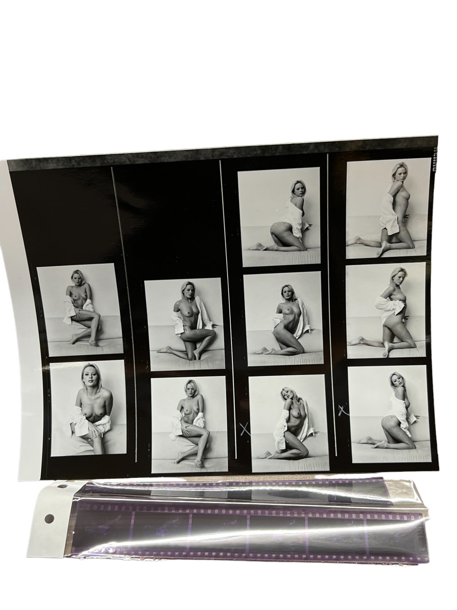Vintage Photo Contact Sheet & Negative European Nude Erotic Risque Model Photoshoot Pinup Girl Nude: Vintage Photo contact sheet European French English Model Photoshoot Pinup Girl, the photographer is James Mountford, this collection was recently purchased by the consignor from a storage locker vaul