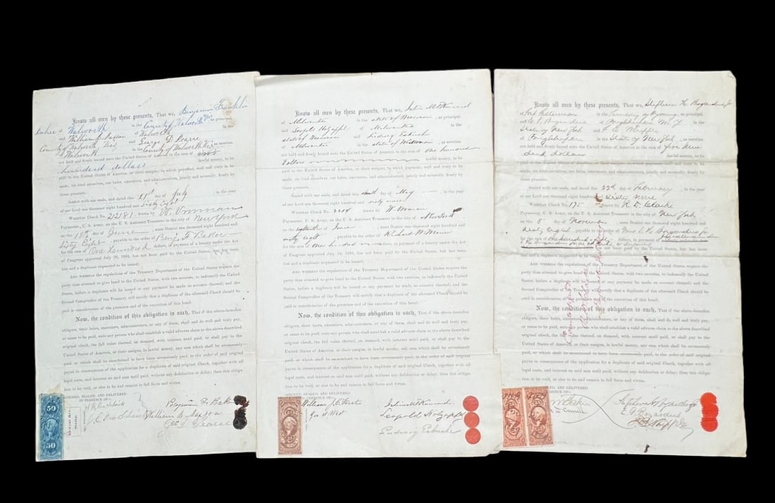 Antique George Washinton Revenue Stamp Signed Document Collection Lot (1 of 9)