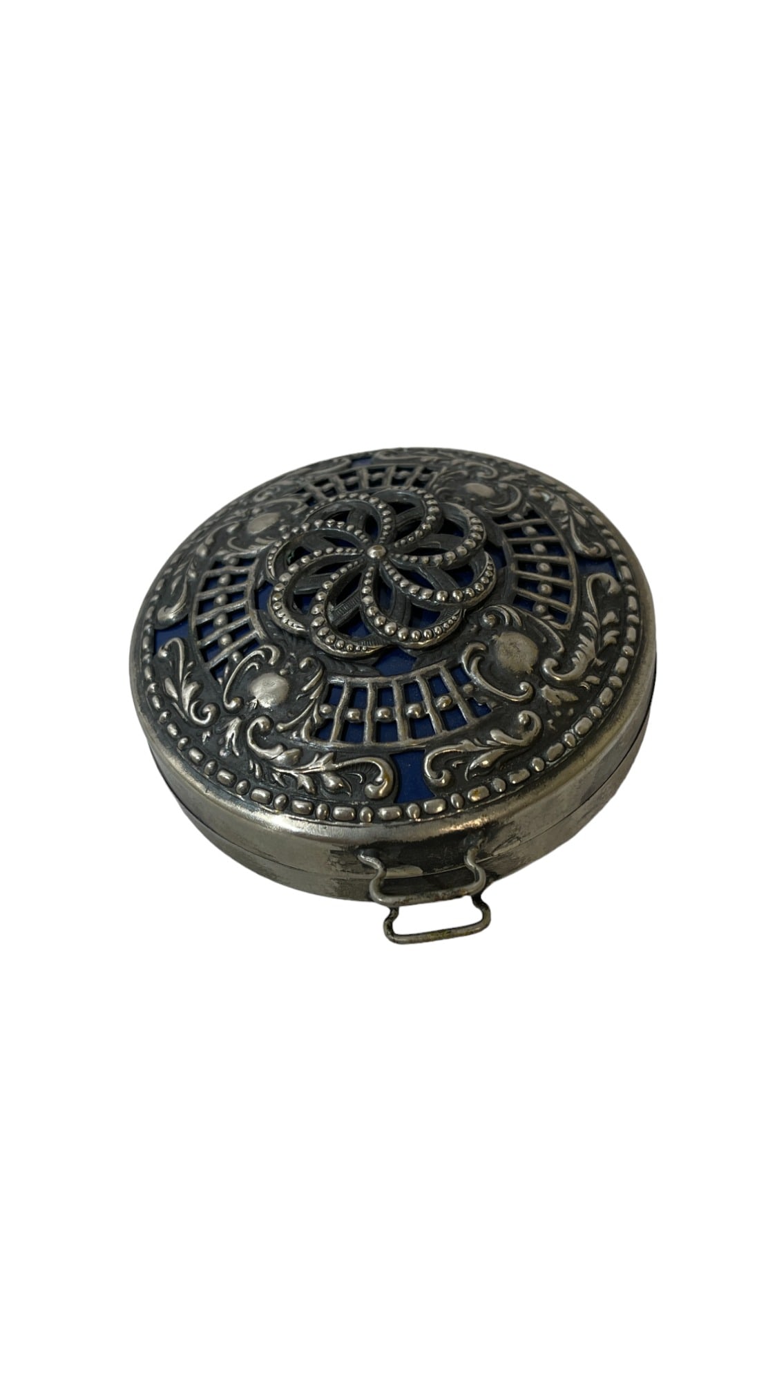 Vintage Metal Round Trinket Box Floral Design (1 of 6)