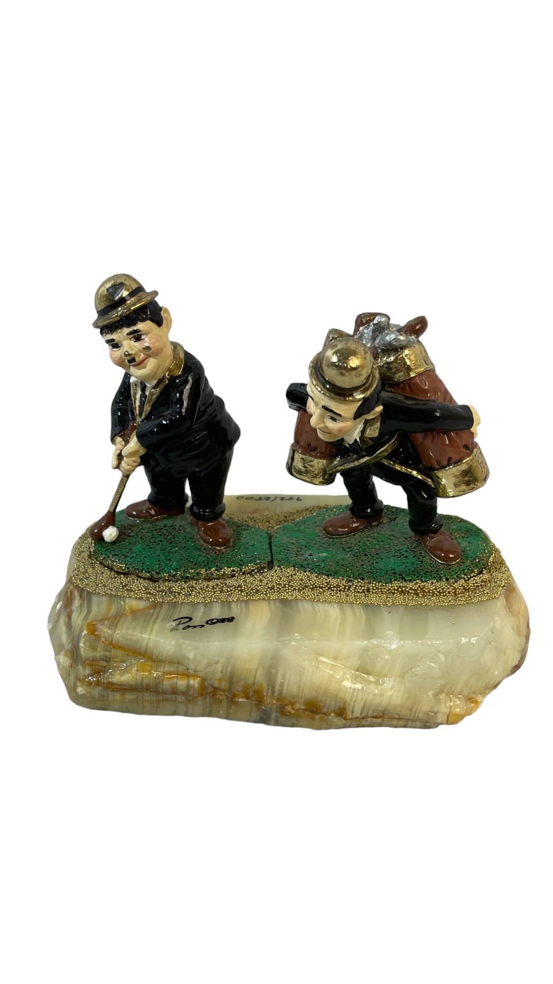 Ron Lee Vintage 1985 Laurel & Hardy Figuring Sculpture Limited Edition 952/2500: Ron Lee Vintage 1985 Laurel & Hardy Figuring Sculpture Limited Edition 952/2500 - 6 inches by. 4 inches by. 5 inches. traditionally all Ron Lee Clowns Mounted to Onyx Base with 24k gold stand