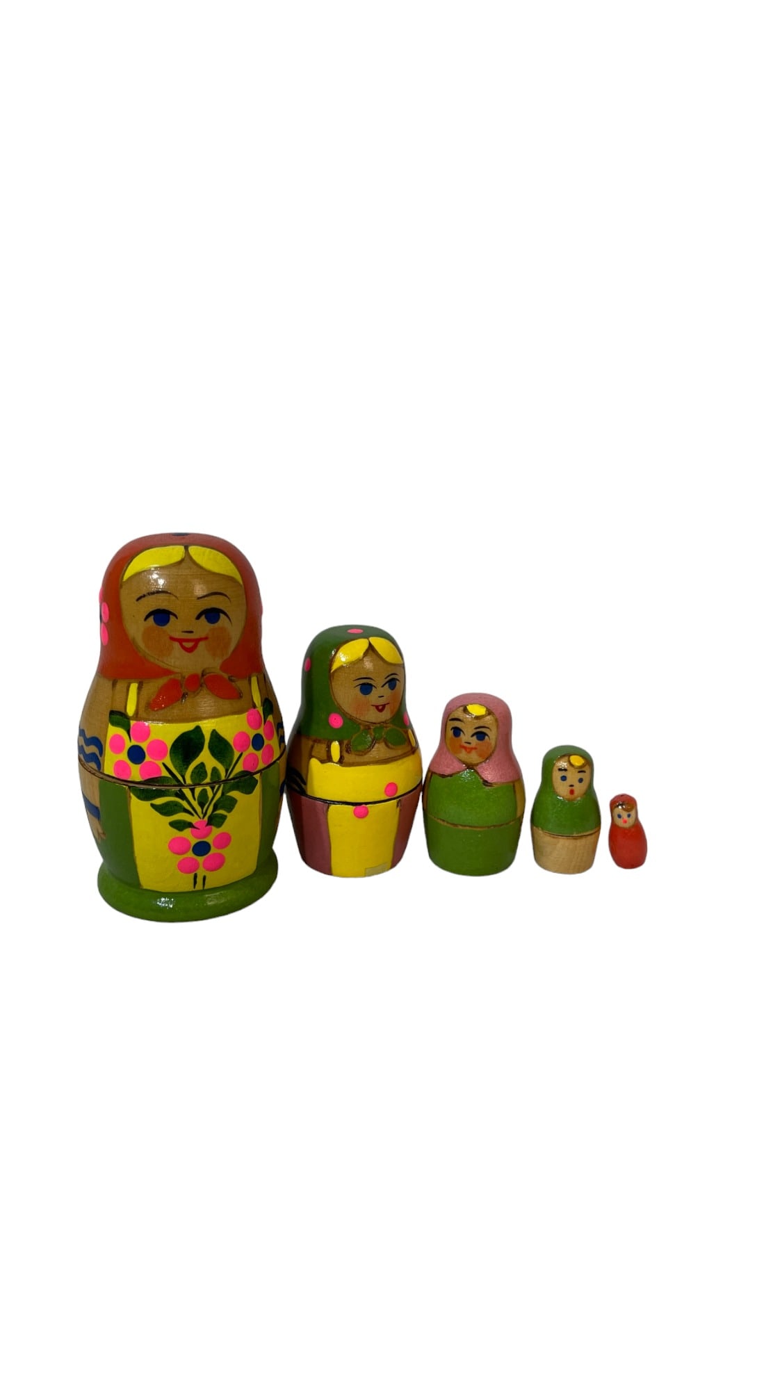 Colorful Hand Painted Wood Russian Style Nesting Dolls set of 5 (1 of 6)