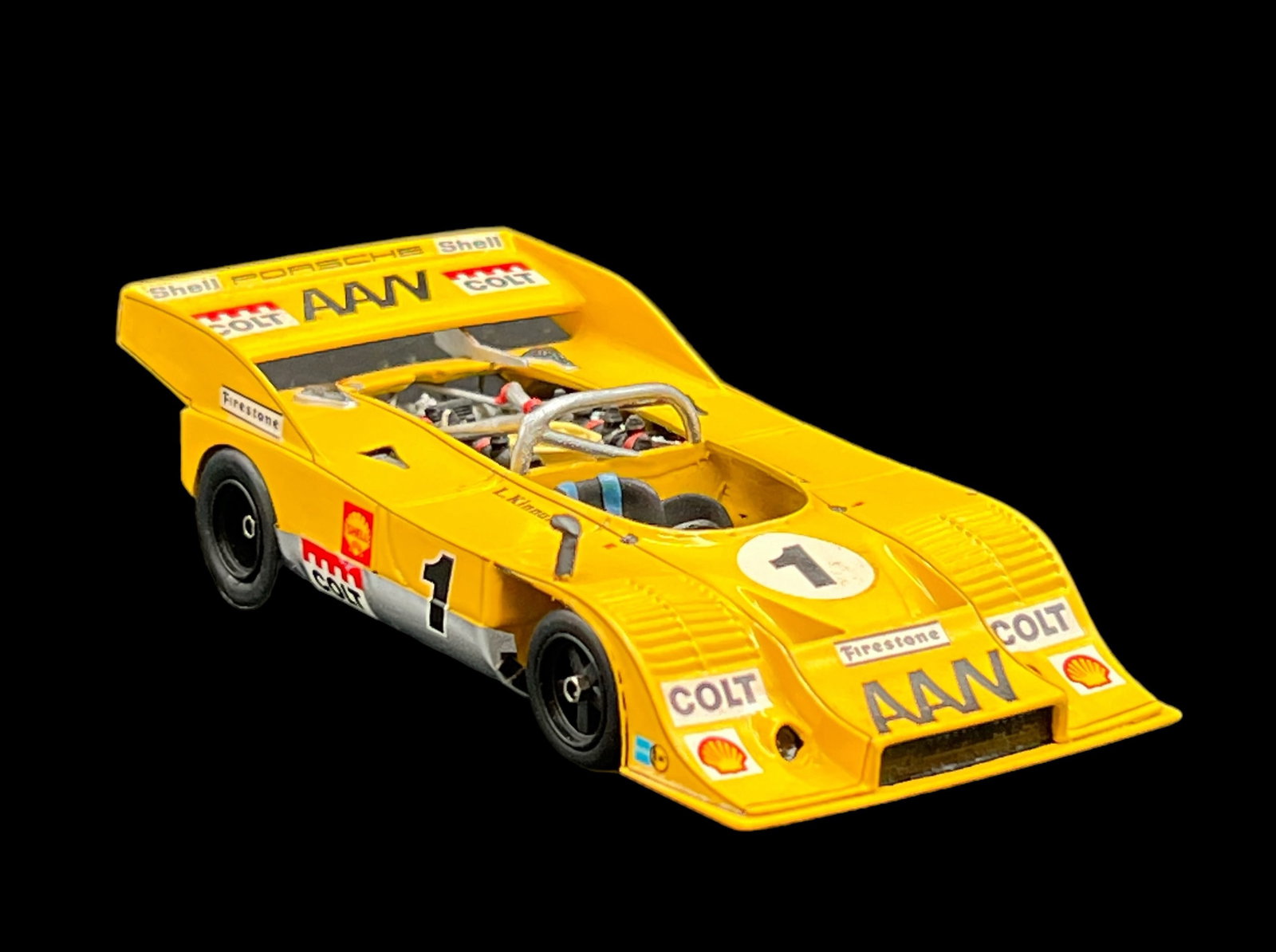 Vintage model car Porsche yellow 917/10 p.m. (1 of 7)