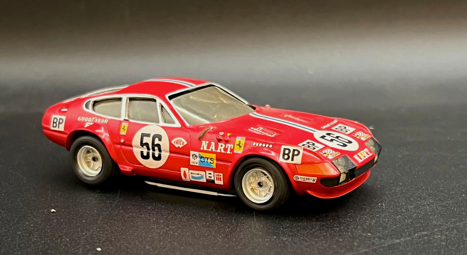 Vintage model car 1:43 Scale Red Ferrari 365 GTS MRF (1 of 4)