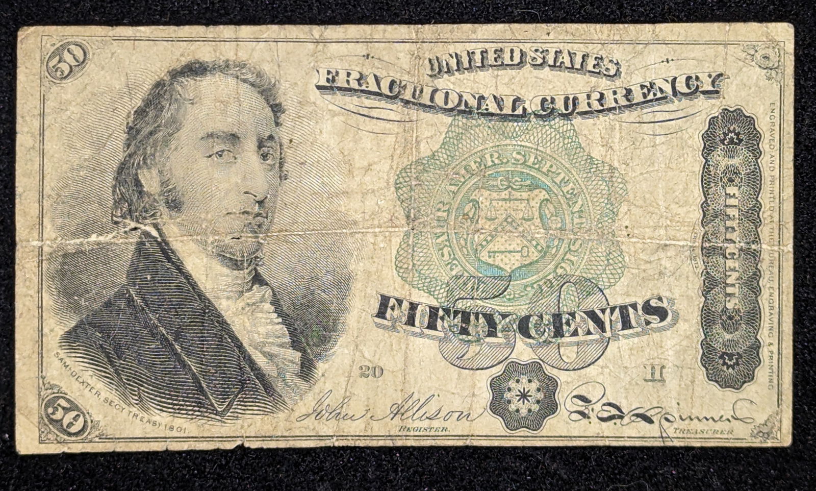 1868 Fifty Cent US Fractional Currency paper money (1 of 2)