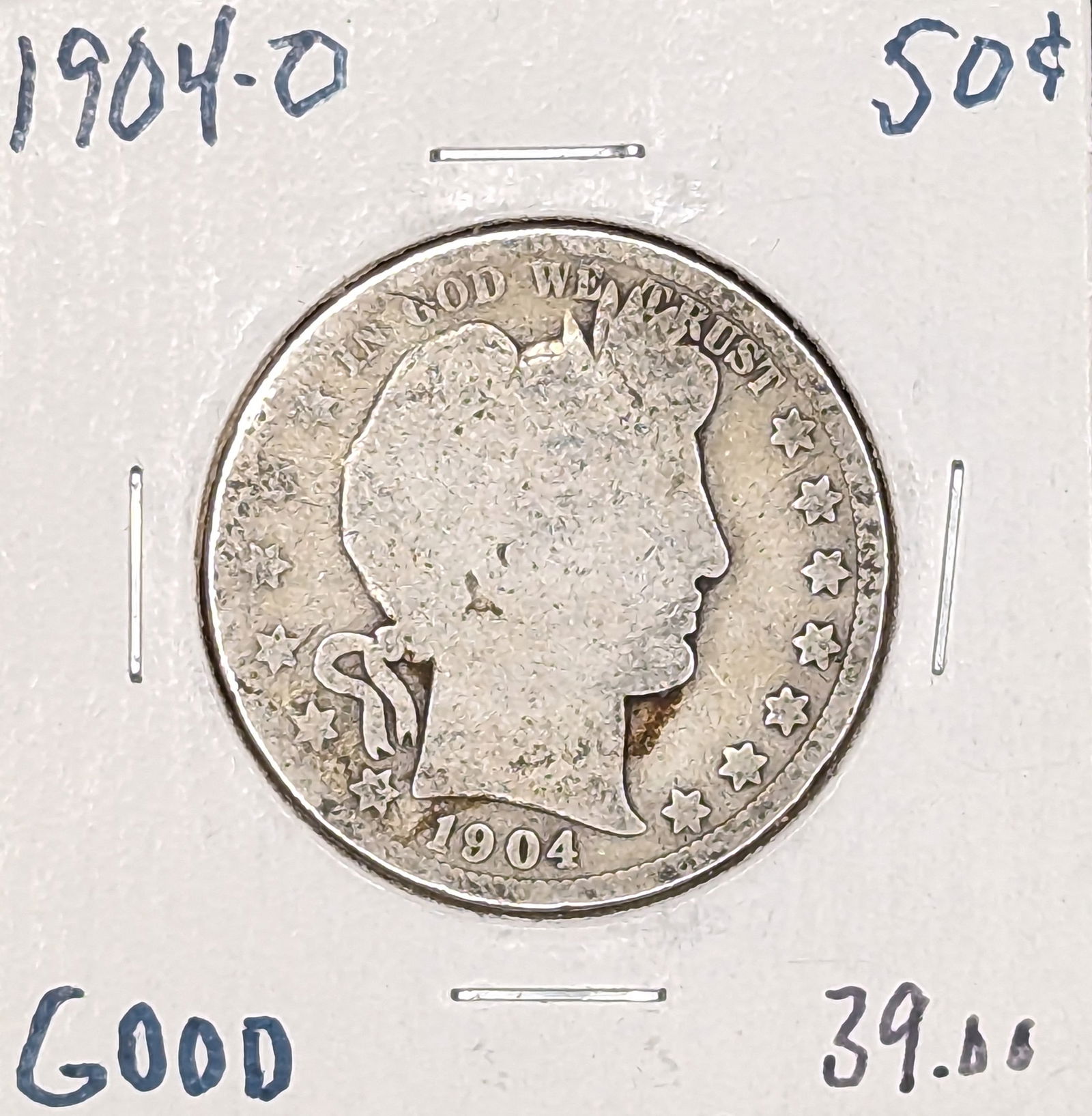 1904-O Barber Silver Half Dollar coin (1 of 2)