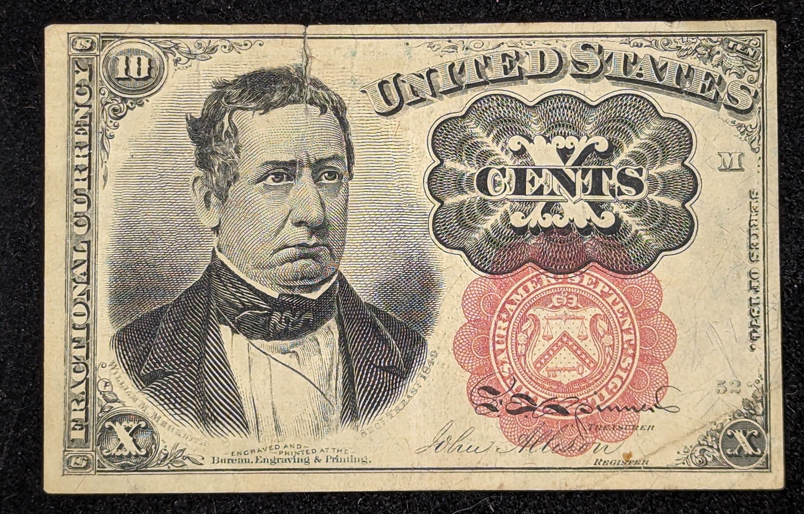 1866 Ten Cents US Fractional Currency paper money (1 of 2)