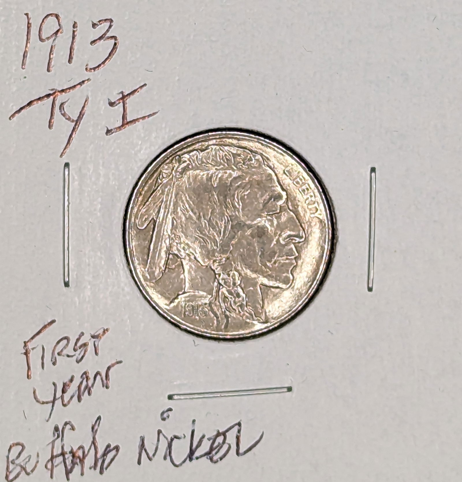1913 Type 1 Buffalo Nickel coin (1 of 2)