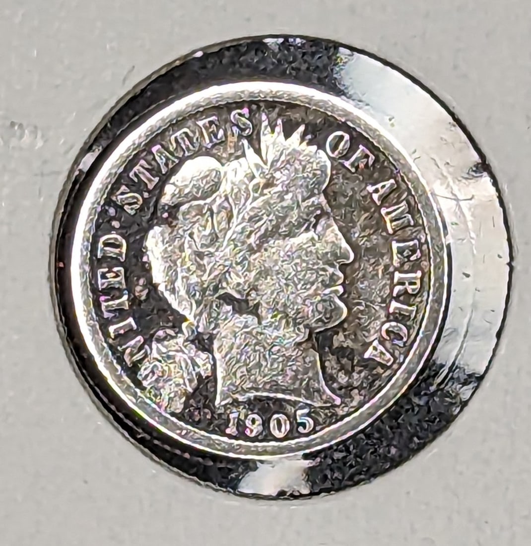 1905-S Barber Silver Dime coin (1 of 2)