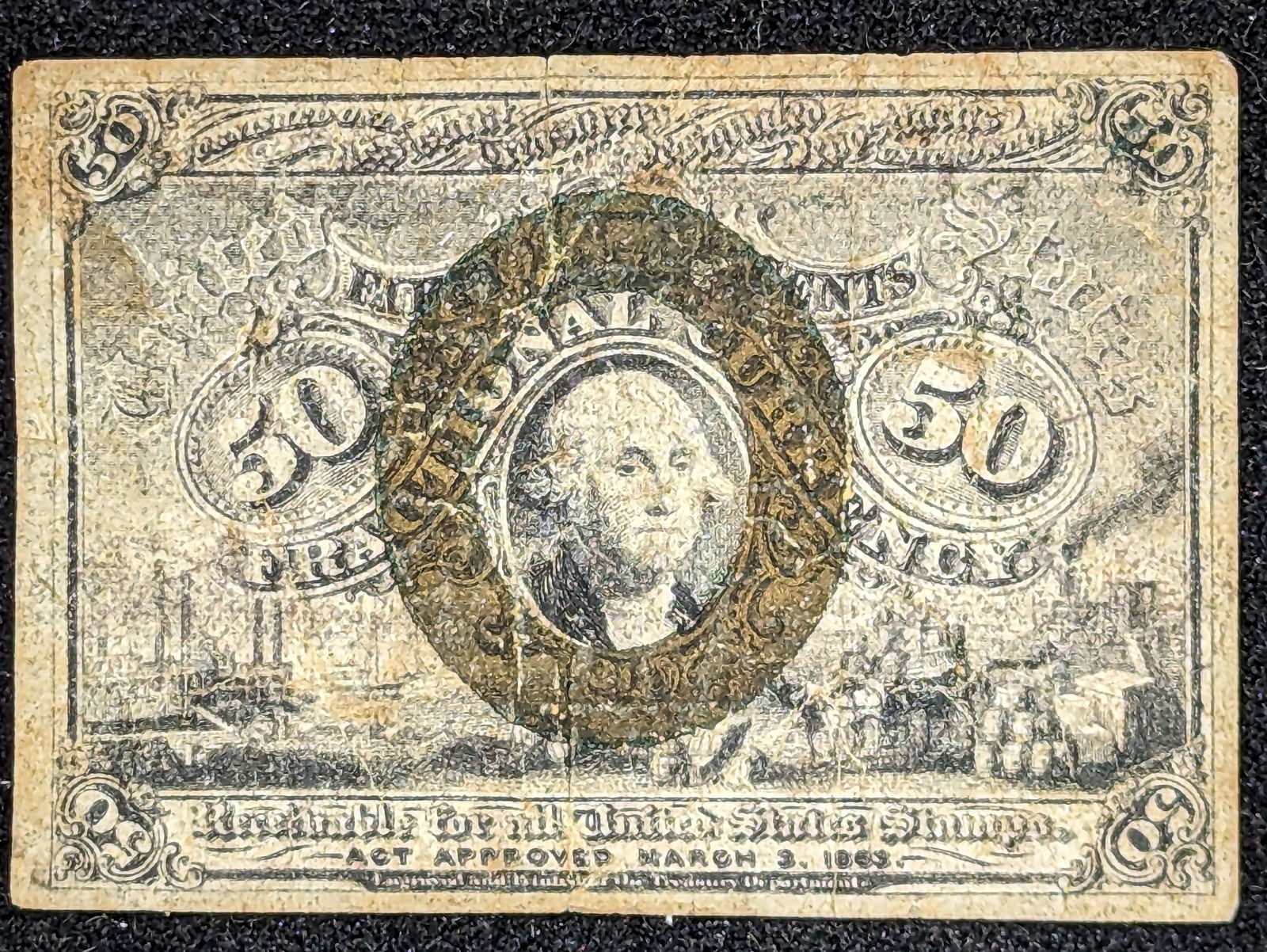 1862 Fifty Cents US Postage paper money currency (1 of 2)