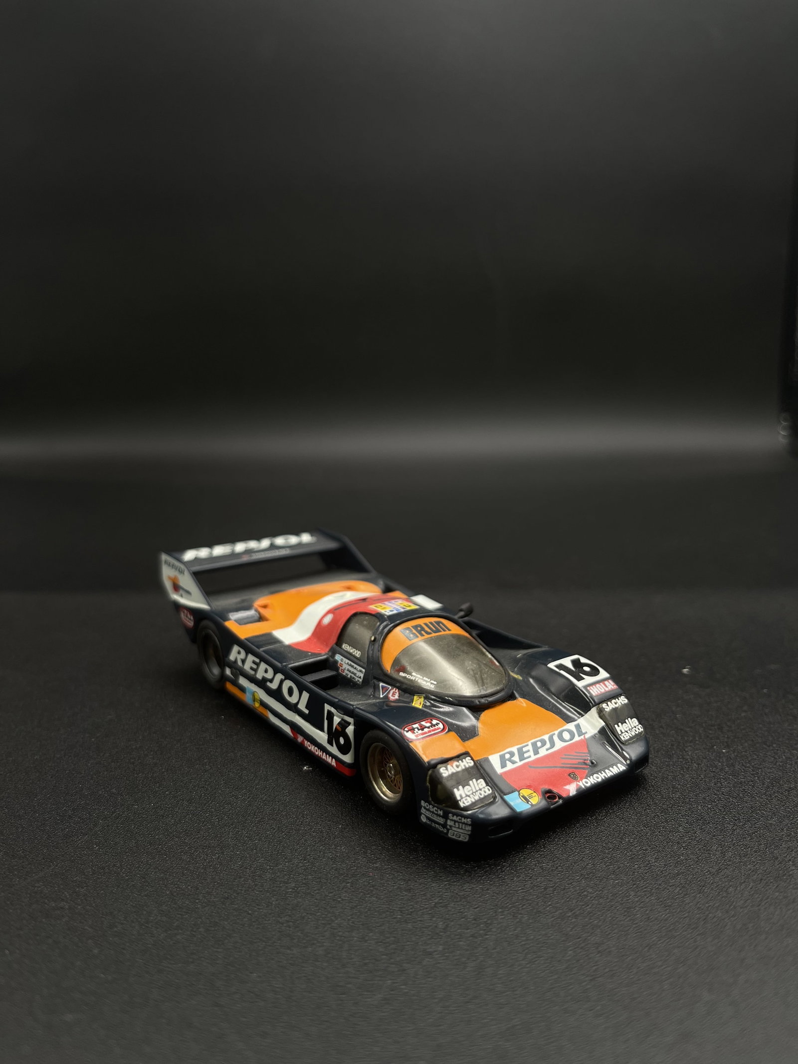 Vintage Model Car 1:43 Blue #16 Porsche 962 Starter By Goupille M. - France: Vintage Model Car 1:43 Blue #16 Porsche 962 Starter By Goupille M. - France