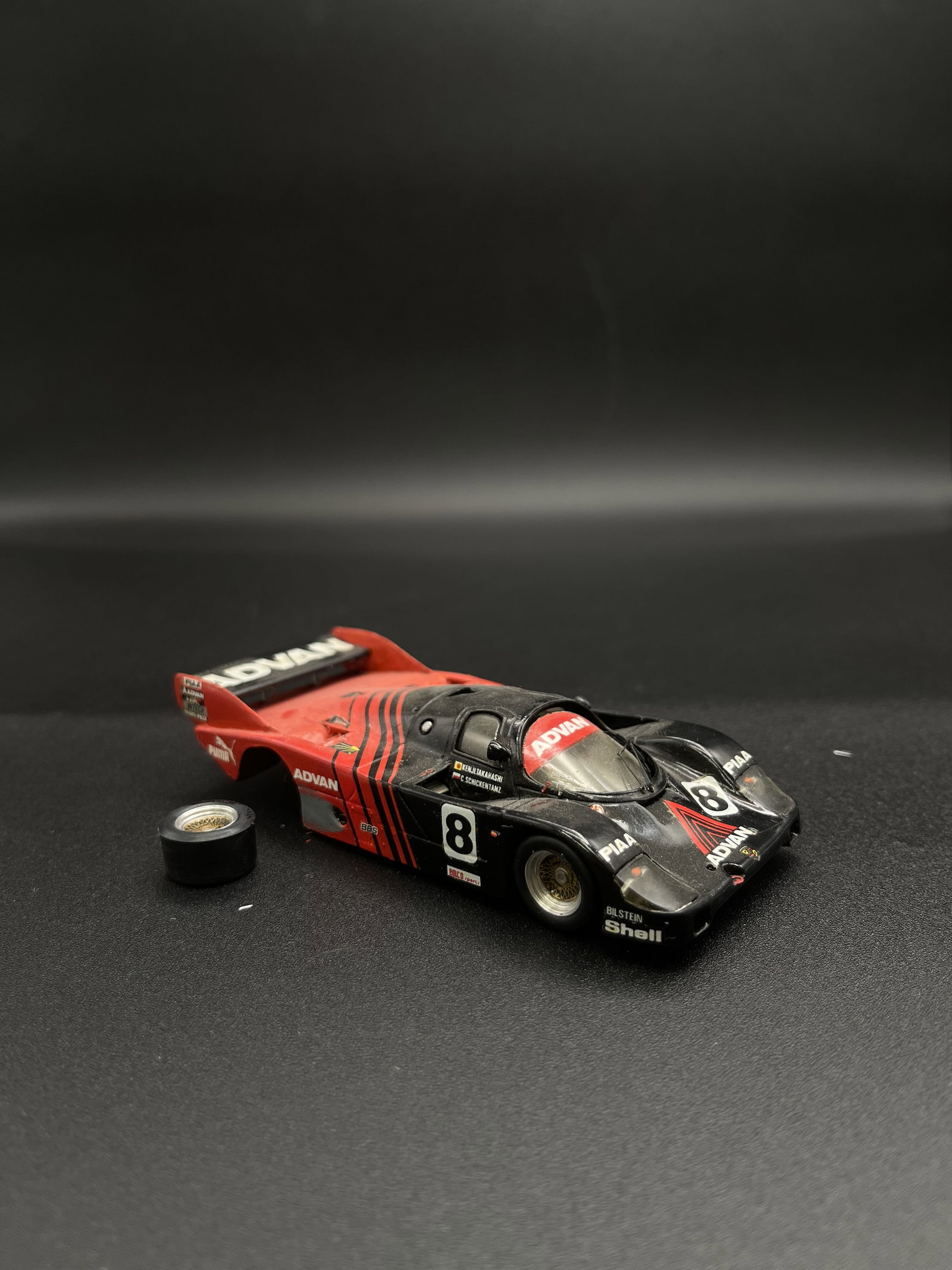 Vintage Model Car 1:43 Red/black #8 Advan Porsche 956 Starter By Goupille M. - France: Vintage Model Car 1:43 Red/black #8 Advan Porsche 956 Starter By Goupille M. - France
