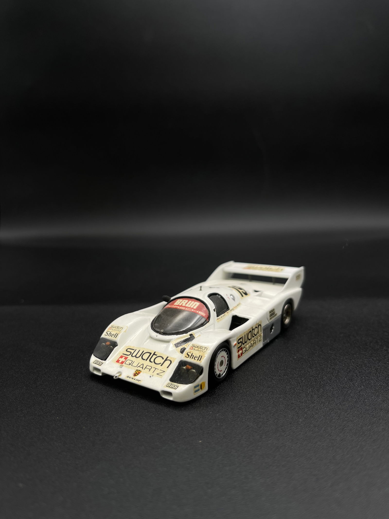Vintage Model Car 1:43 White Swatch Quartz #19 Porsche 962 Starter By Goupille M. - France Signed: Vintage Model Car 1:43 White Swatch Quartz #19 Porsche 962 Starter By Goupille M. - France Signed