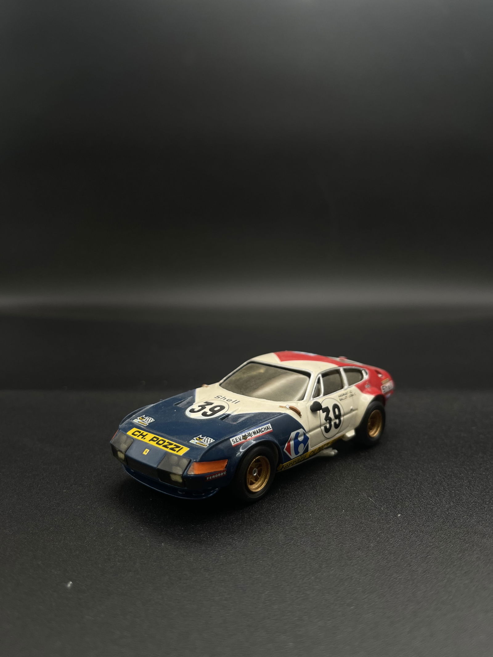 Vintage Model Car 1:43 Blue/White/Red Ferrari 365 GT B4 G4 - France (1 of 5)