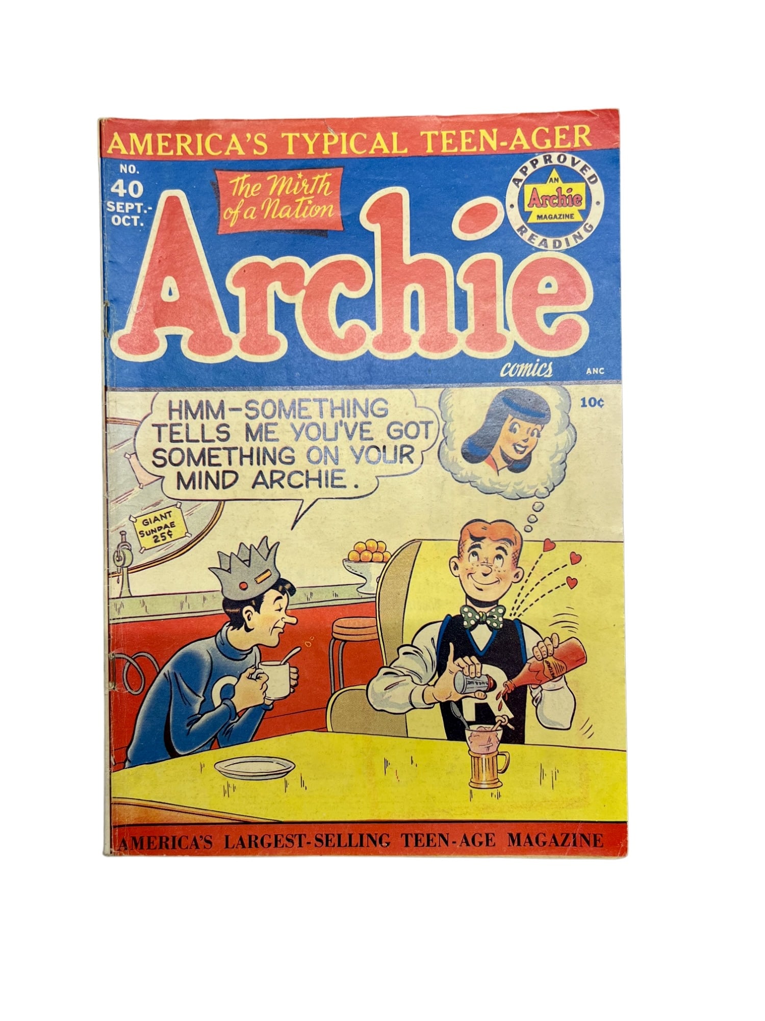 Archie Comics #40  The Close Shave! Bill Vigoda Cover Art! Archie 1949 Comic Book (1 of 6)