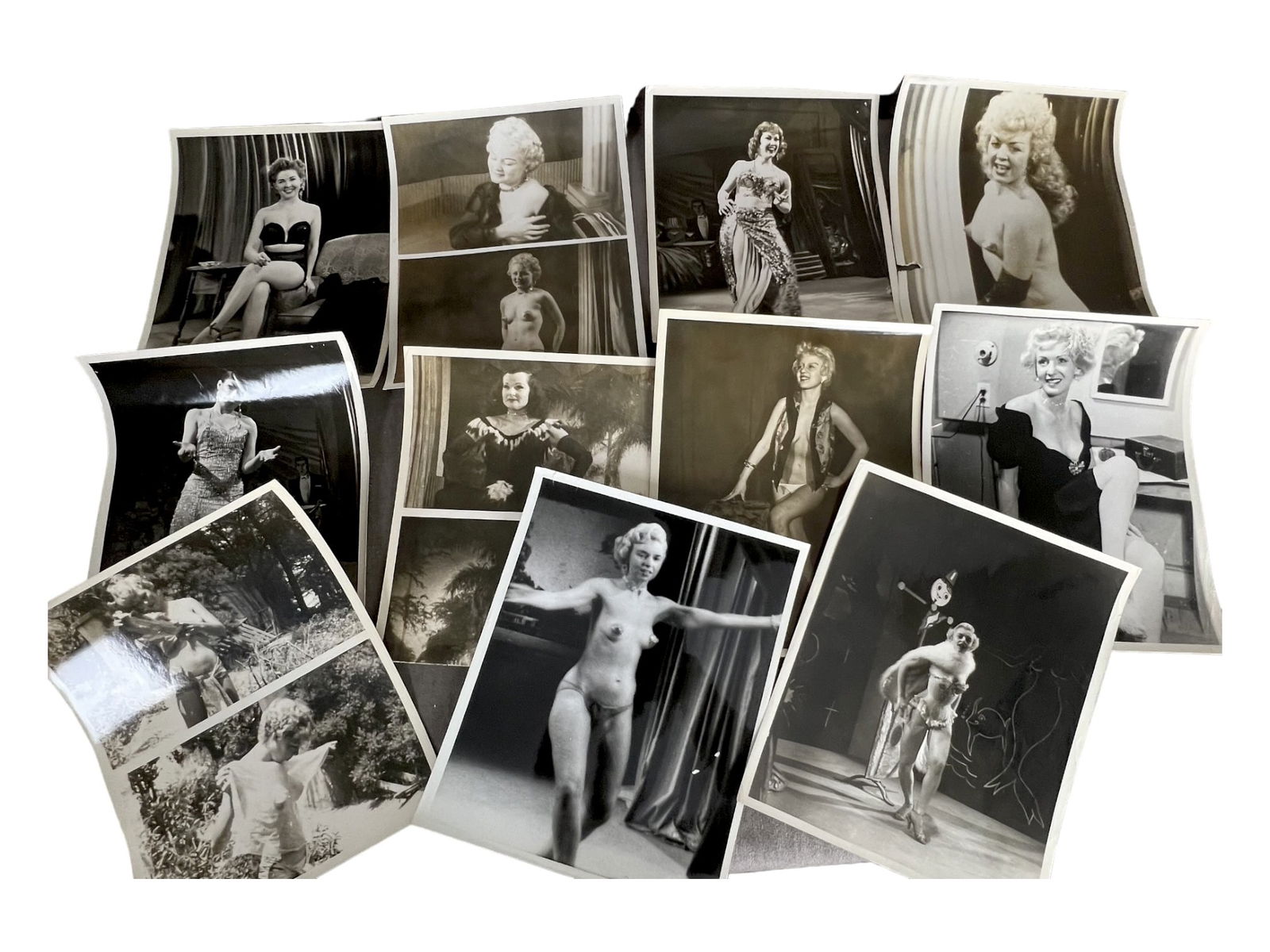 Vintage 1950's Original Burlesque Nude Pin Up Model Risque 8x10 Black and White Photographs: Vintage 1950's Original Burlesque Nude Pin Up Model Risque 8x10 Black and White Photographs