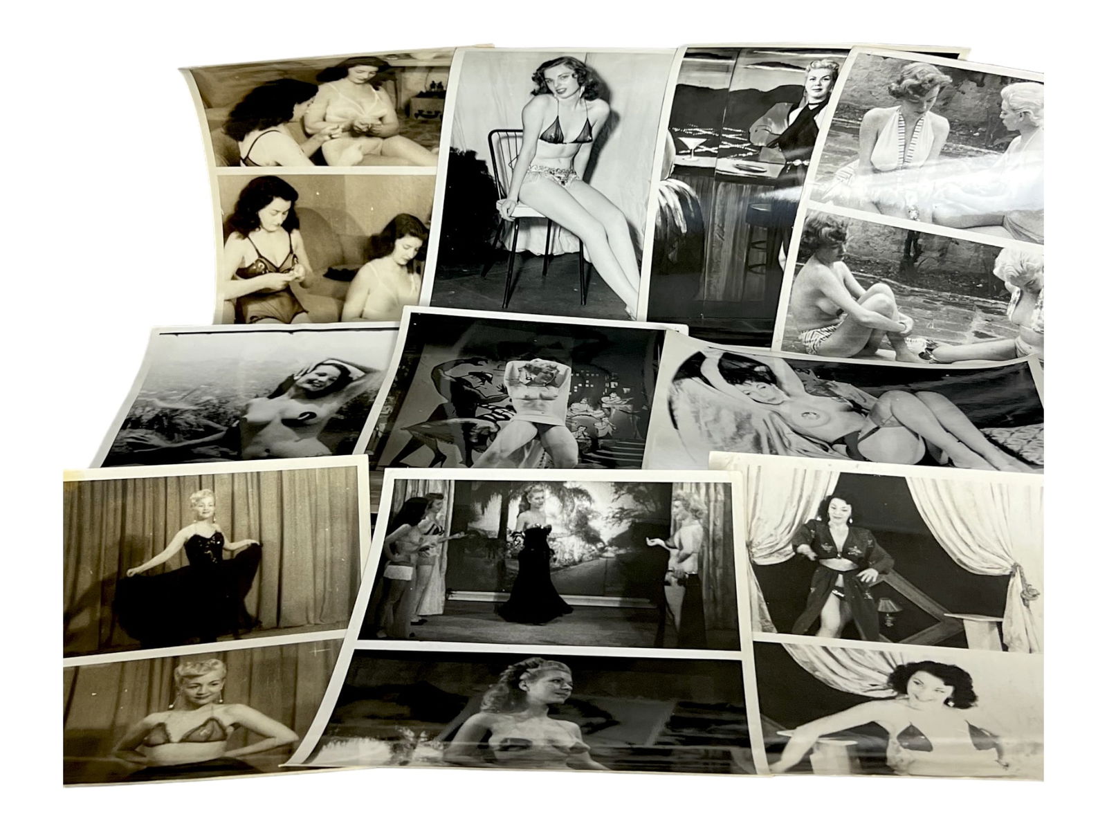 Vintage 1950's Original Burlesque Nude Pin Up Model Risque 8x10 Black and White Photographs: Vintage 1950's Original Burlesque Nude Pin Up Model Risque 8x10 Black and White Photographs