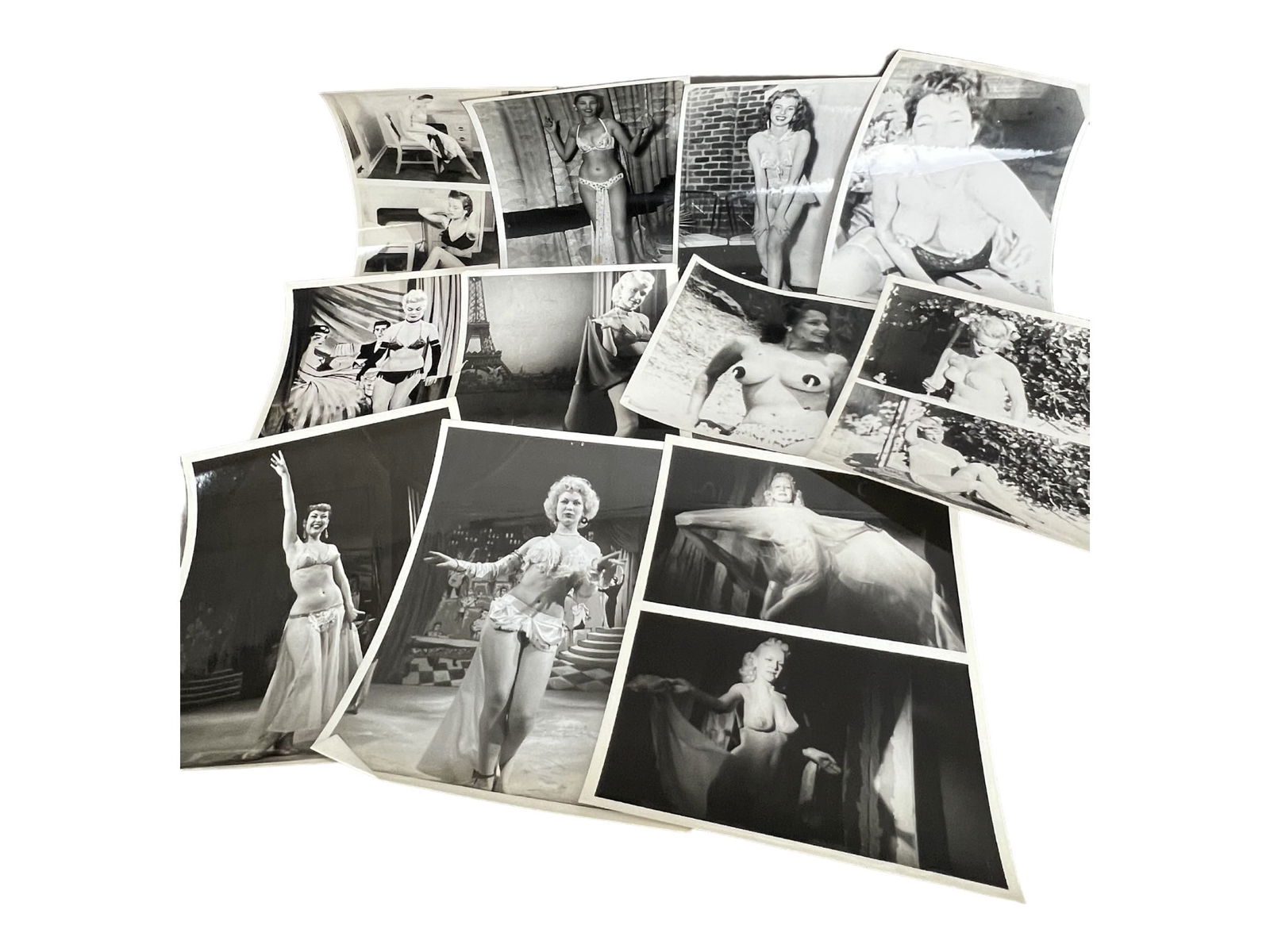 Vintage 1950's Original Burlesque Nude Pin Up Model Risque 8x10 Black and White Photographs: Vintage 1950's Original Burlesque Nude Pin Up Model Risque 8x10 Black and White Photographs