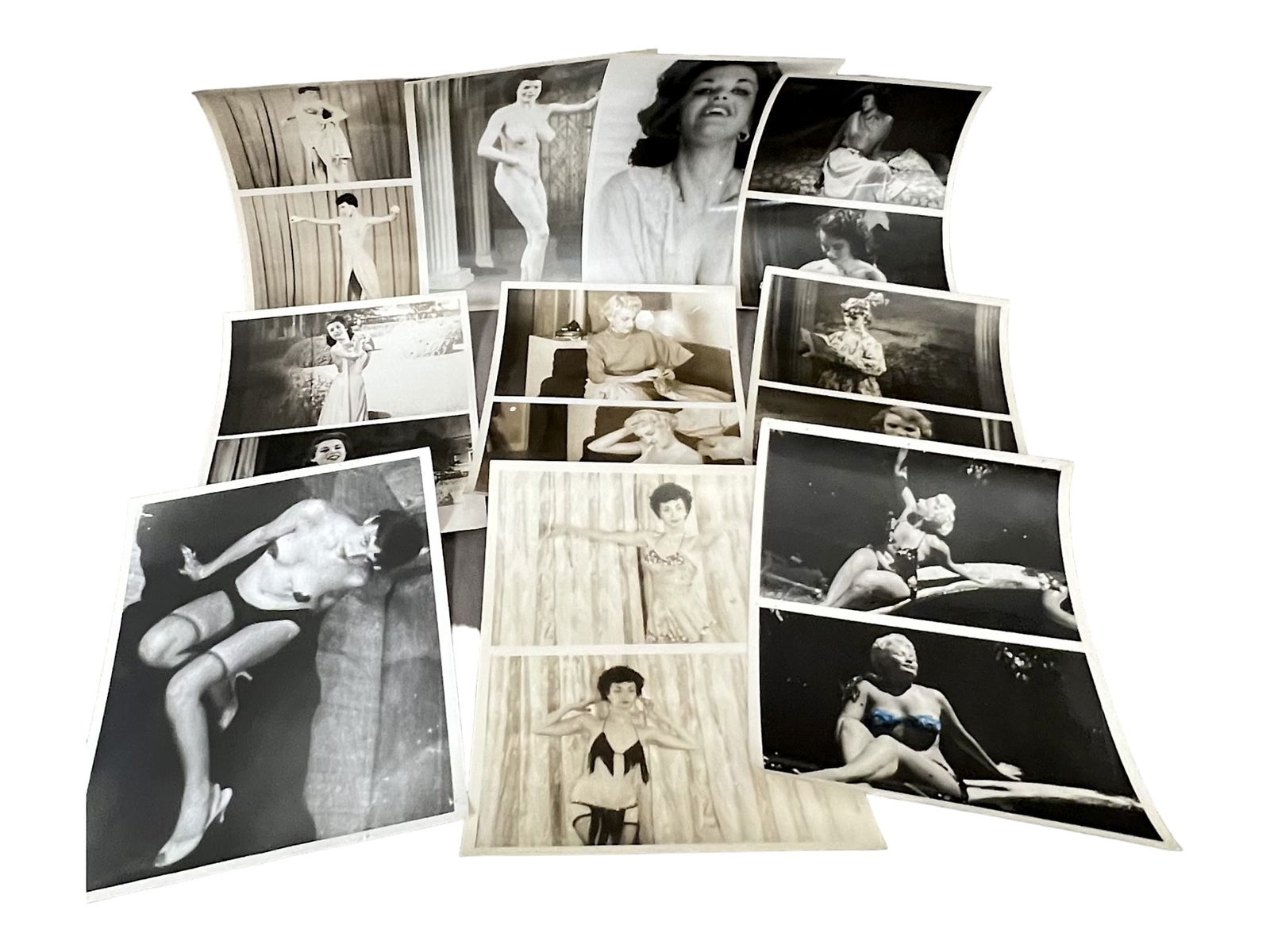 Vintage 1950's Original Burlesque Nude Pin Up Model Risque 8x10 Black and White Photographs: Vintage 1950's Original Burlesque Nude Pin Up Model Risque 8x10 Black and White Photographs