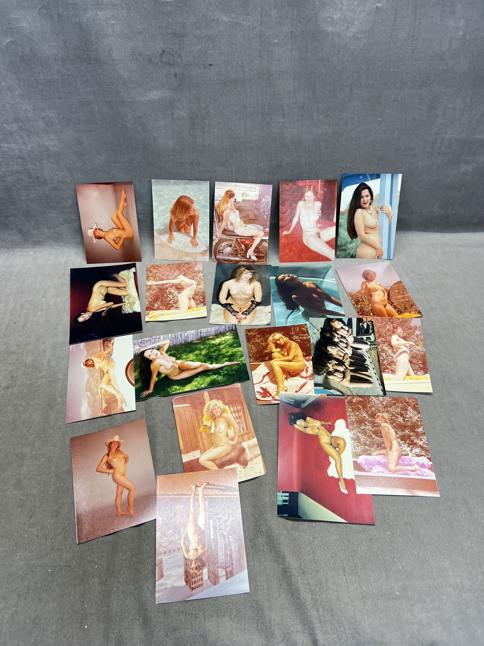 Vintage Pin-Up Nude Female Model Erotic Risque Photograph Collection Lot: Vintage Pin-Up Nude Female Model Photograph Collection Lot of 20.Approximate size of each photo is 5" x 3.5", we believe these photos are from a nudist colony. Some of the images might have been publi