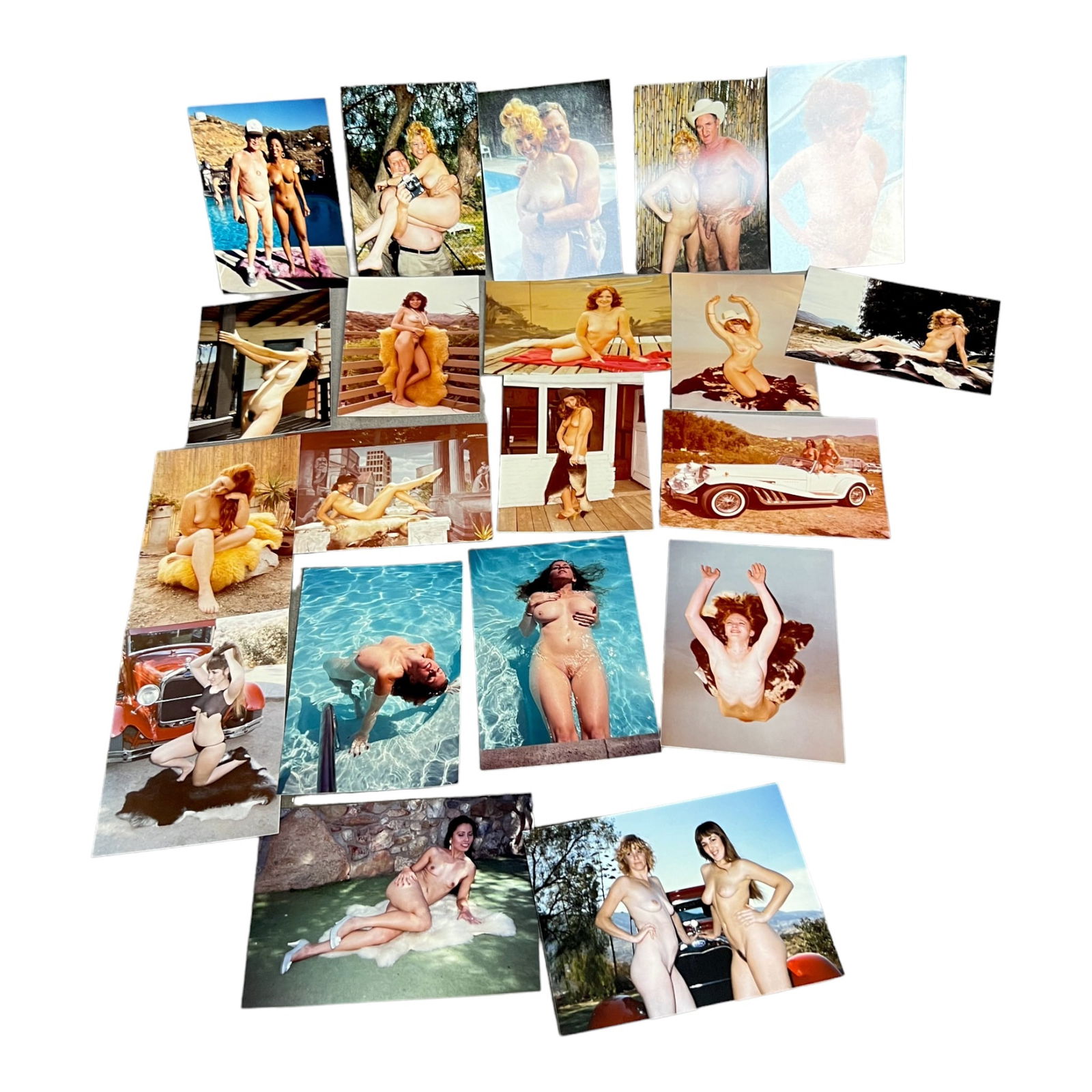 Vintage Pin-Up Nude Female Model Erotic Risque Photograph Collection Lot: Vintage Pin-Up Nude Female Model Photograph Collection Lot of 20.Approximate size of each photo is 5" x 3.5", we believe these photos are from a nudist colony. Some of the images might have been publi