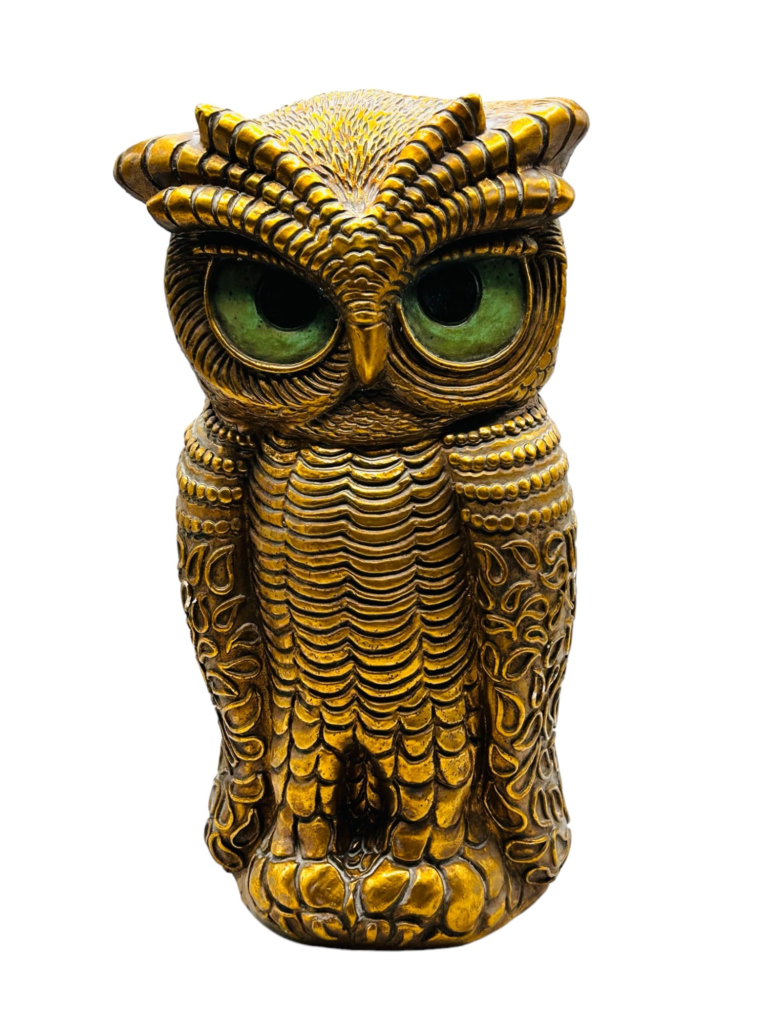 1967 Mid Century Progressive Art Owl statue: 14" h. Stamped 1967 on bottom