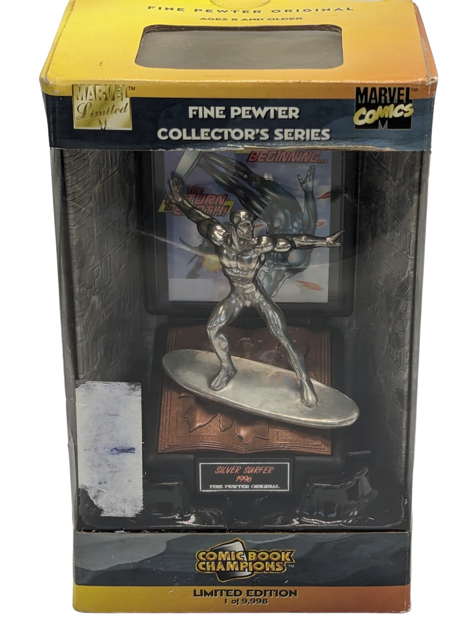 1998 SILVER SURFER Pewter Comic Book Champions Series Figure Rare Low #0357/9998: 1998 SILVER SURFER Pewter Comic Book Champions Series Figure Rare Low #0357/9998