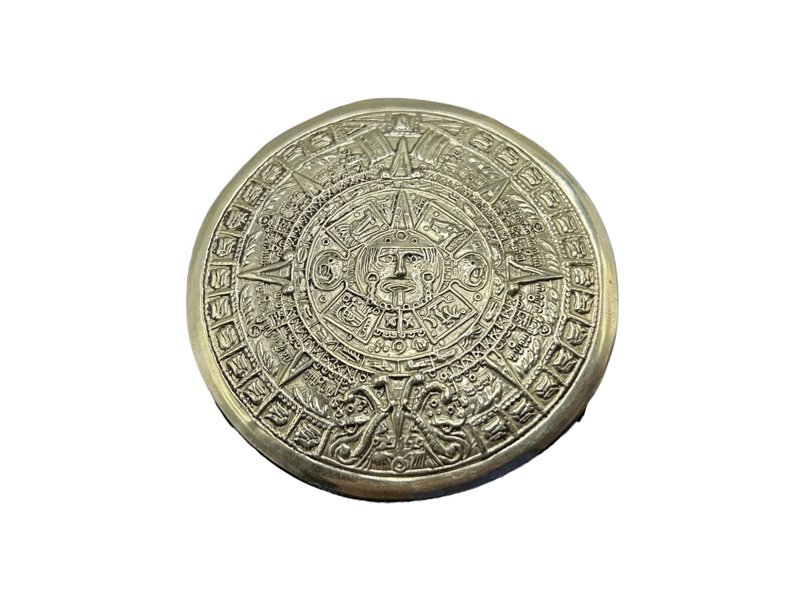 Aztec calender pendant pin sterling silver Mexico 26.66 grams (1 of 6)