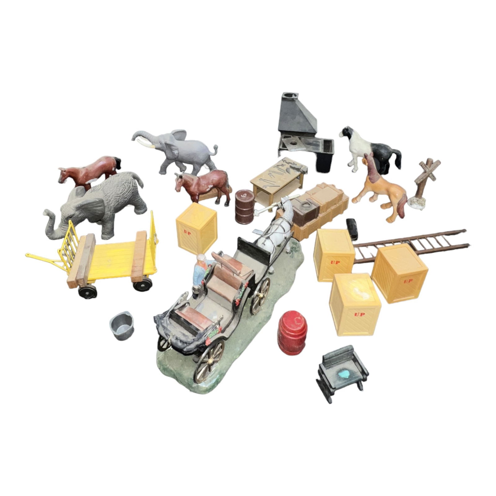 Train Station Toy Accessories and Figures Rare Vintage Collection Lot (1 of 9)