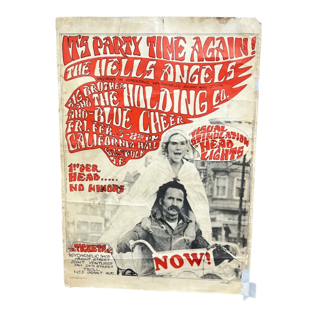 Hells Angels Big Brothers The Holding co Blue Cheer 1973 Concert Poster Biker (1 of 8)