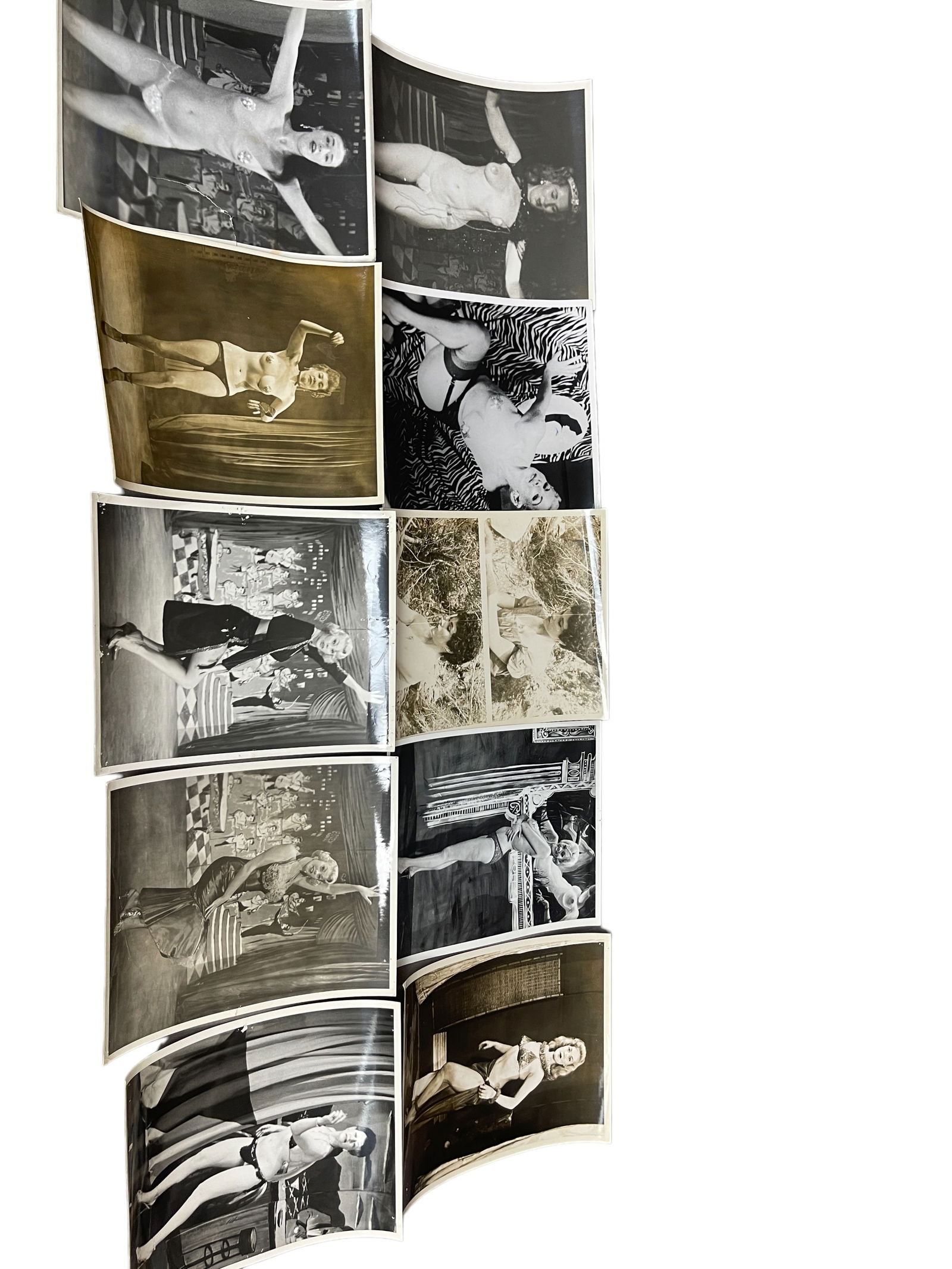 Vintage 1950's Original Burlesque Nude Pin Up Model Risque 8x10 Black and White Photographs: Vintage 1950's Original Burlesque Nude Pin Up Model Risque 8x10 Black and White Photographs